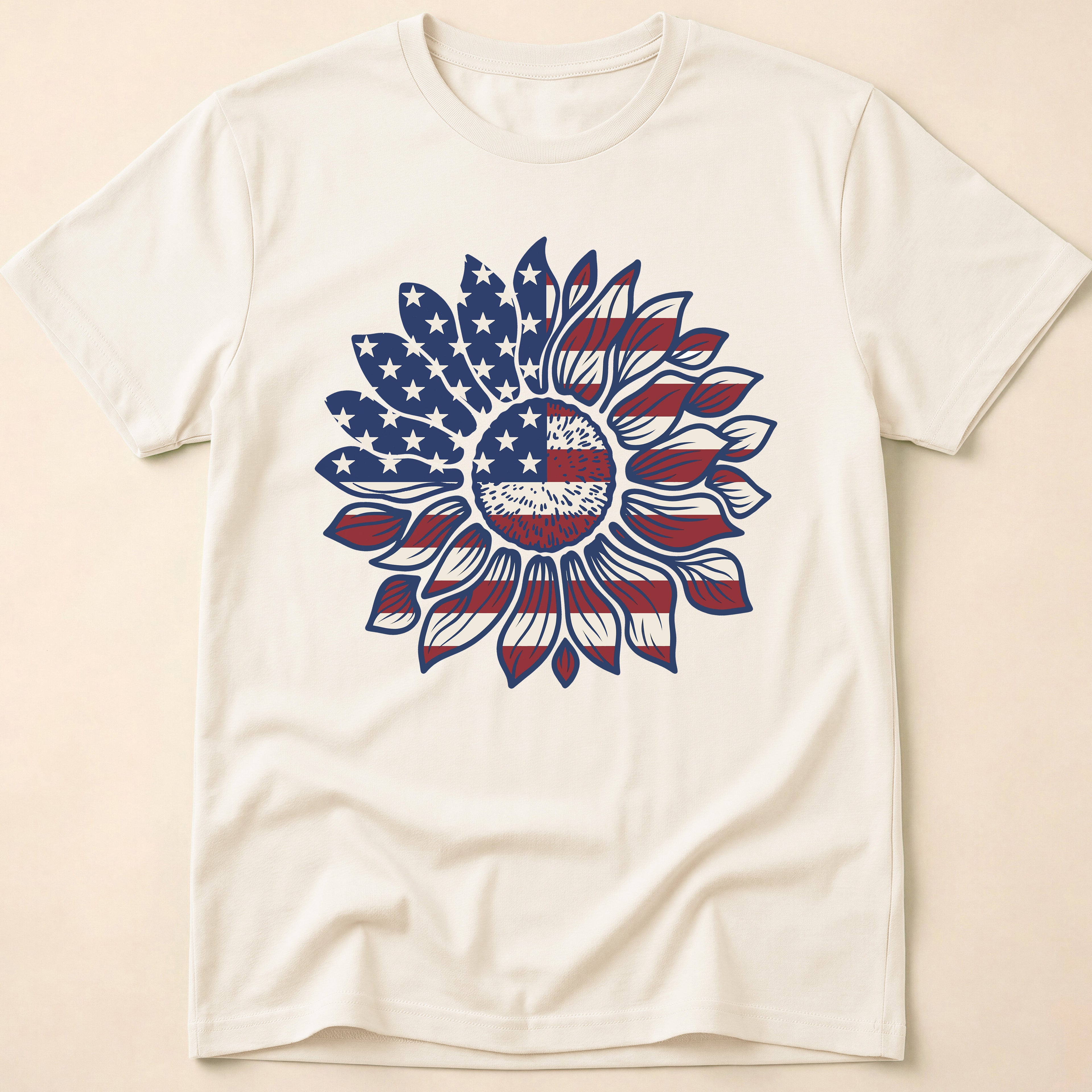 American Flag Sunflower Floral T-Shirt