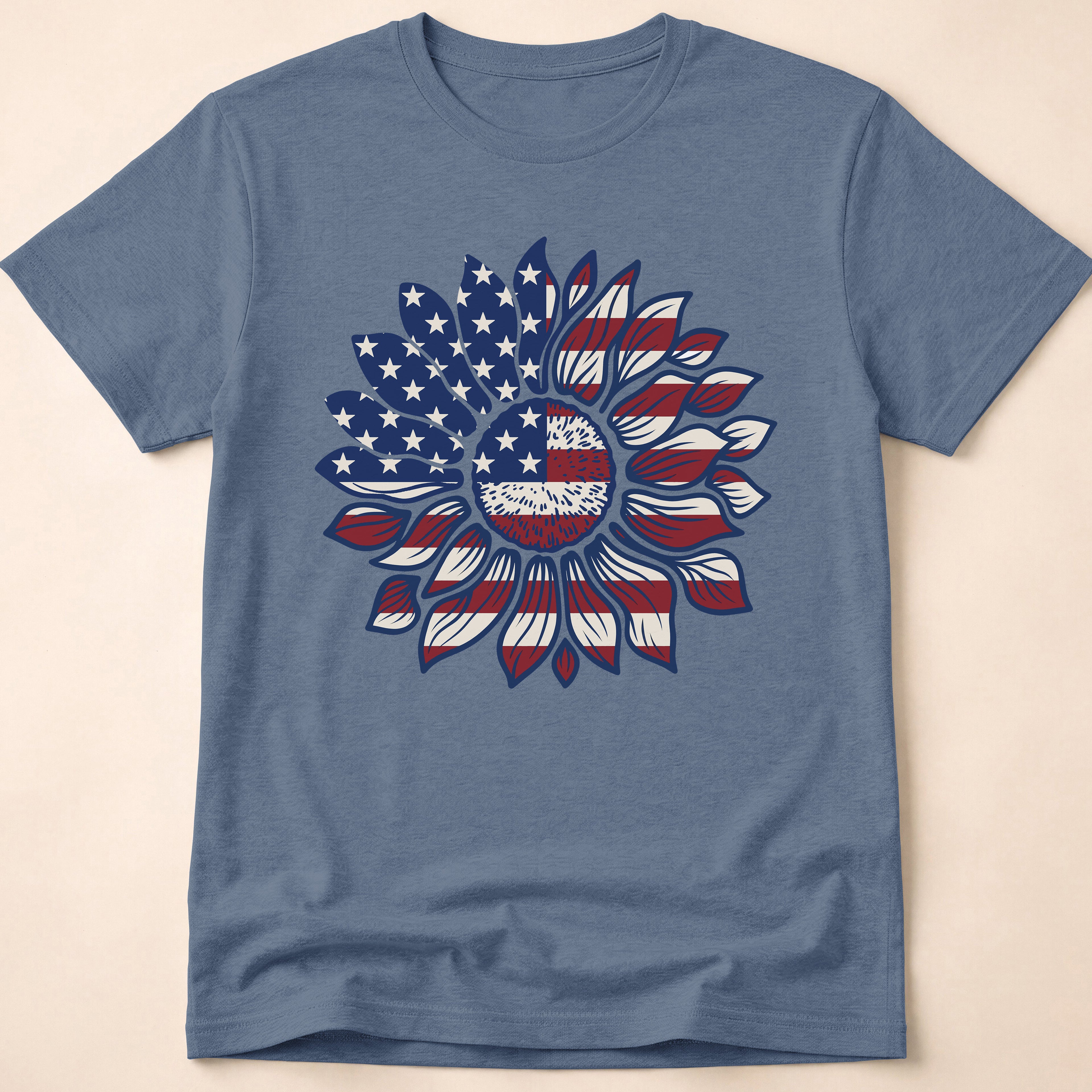American Flag Sunflower Floral T-Shirt