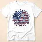 American Flag Sunflower Floral T-Shirt