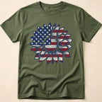 American Flag Sunflower Floral T-Shirt