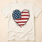 Vintage Distressed American Flag Heart T-Shirt