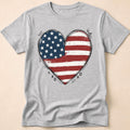 Vintage Distressed American Flag Heart T-Shirt