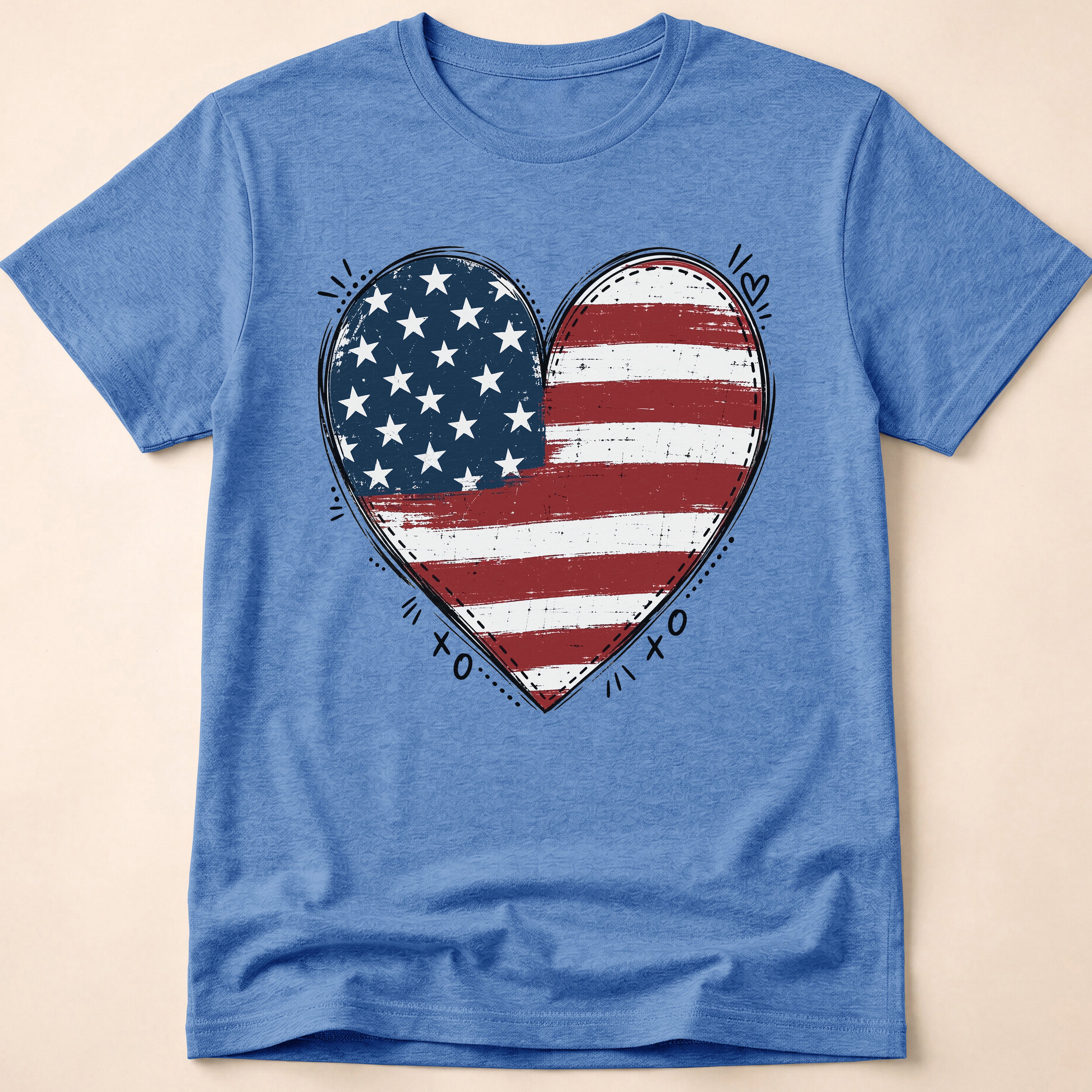 Vintage Distressed American Flag Heart T-Shirt
