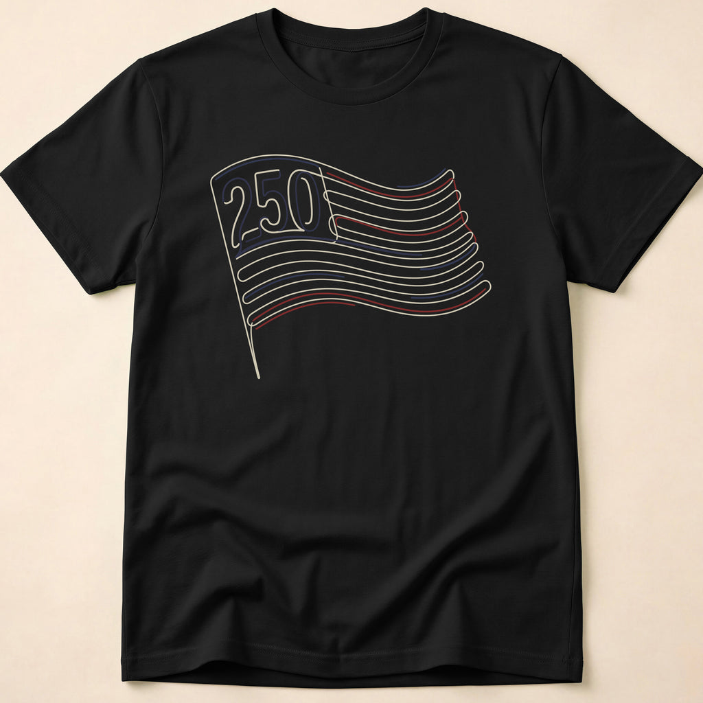 America 250 Minimalist Line Art Flag T-Shirt