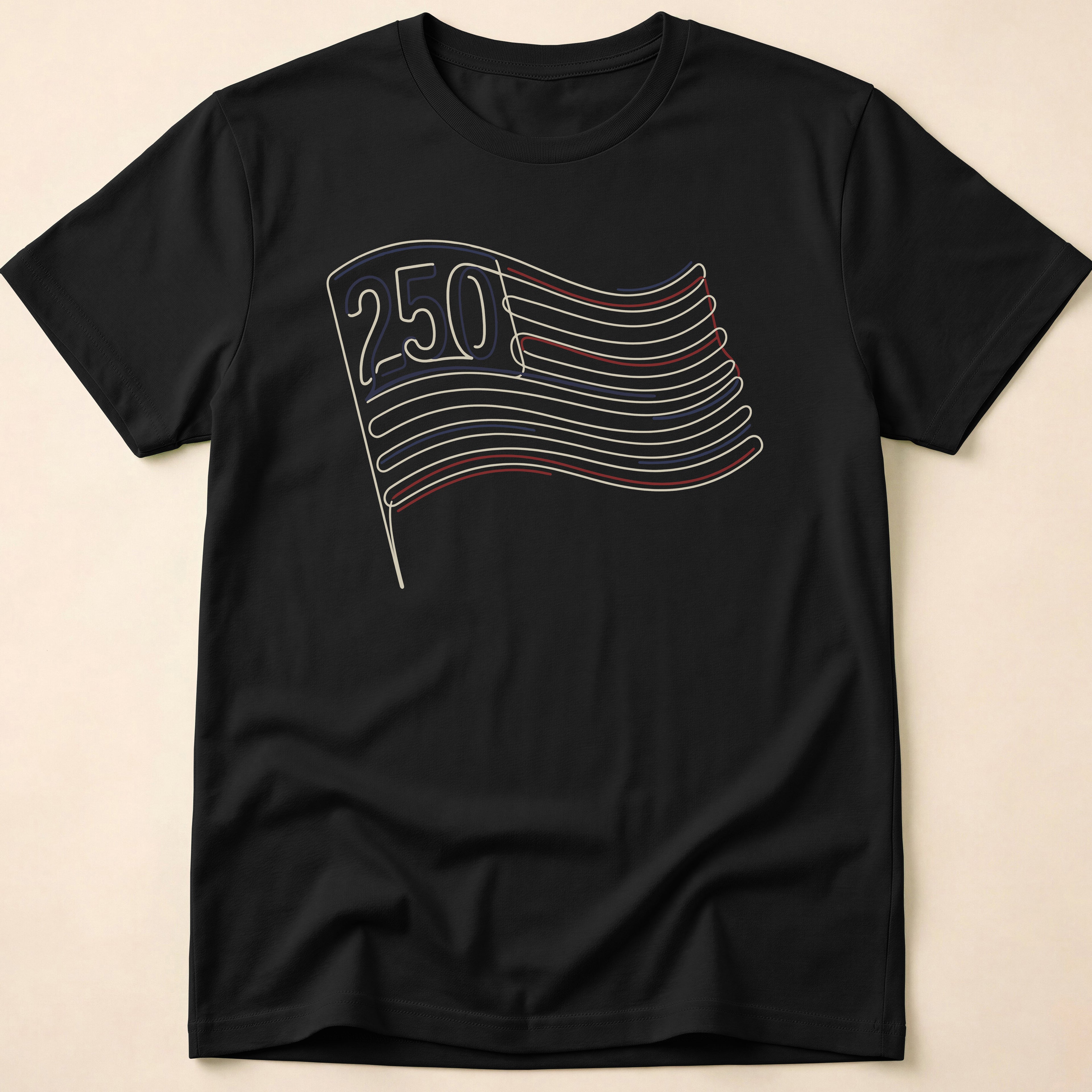 America 250 Minimalist Line Art Flag T-Shirt