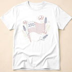 America 250 Floral Line Art Flag T-Shirt