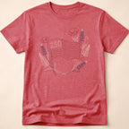 America 250 Floral Line Art Flag T-Shirt