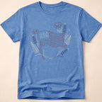 America 250 Floral Line Art Flag T-Shirt