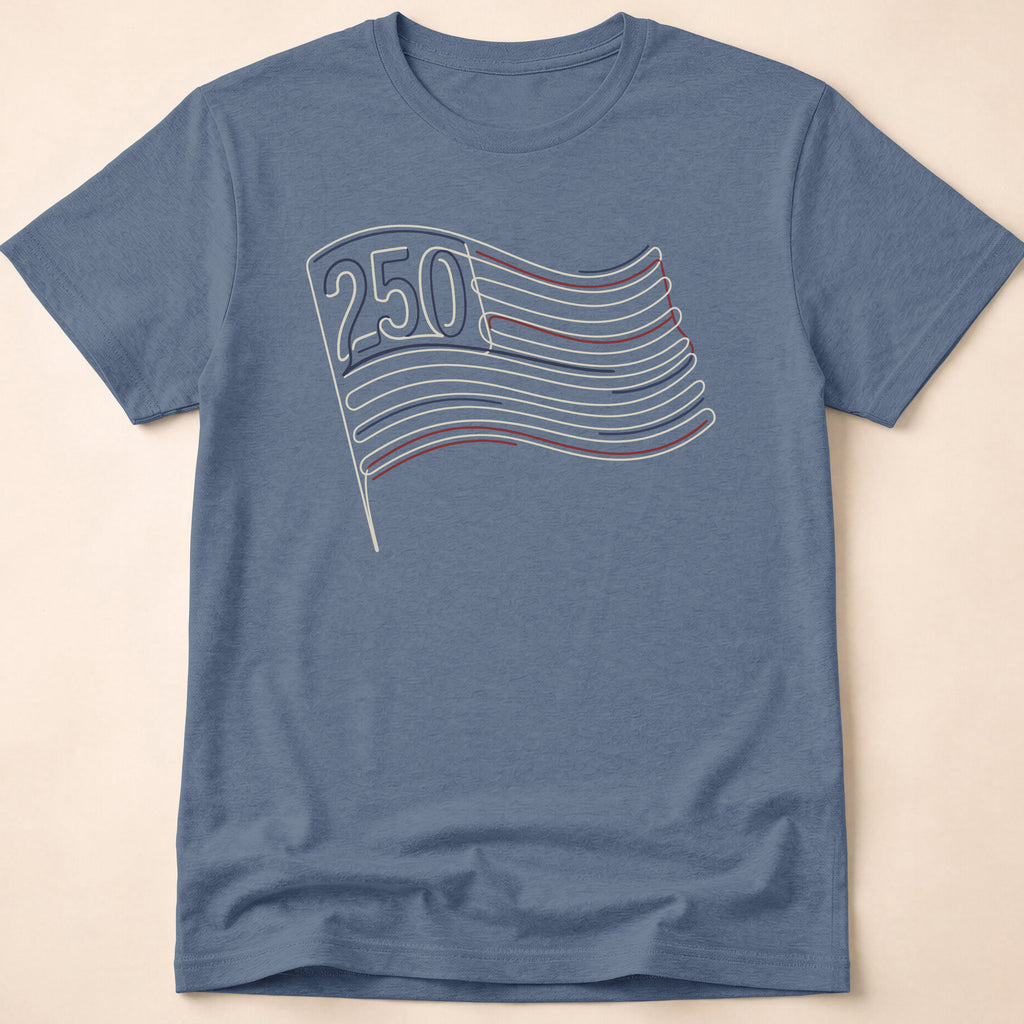 America 250 Minimalist Line Art Flag T-Shirt