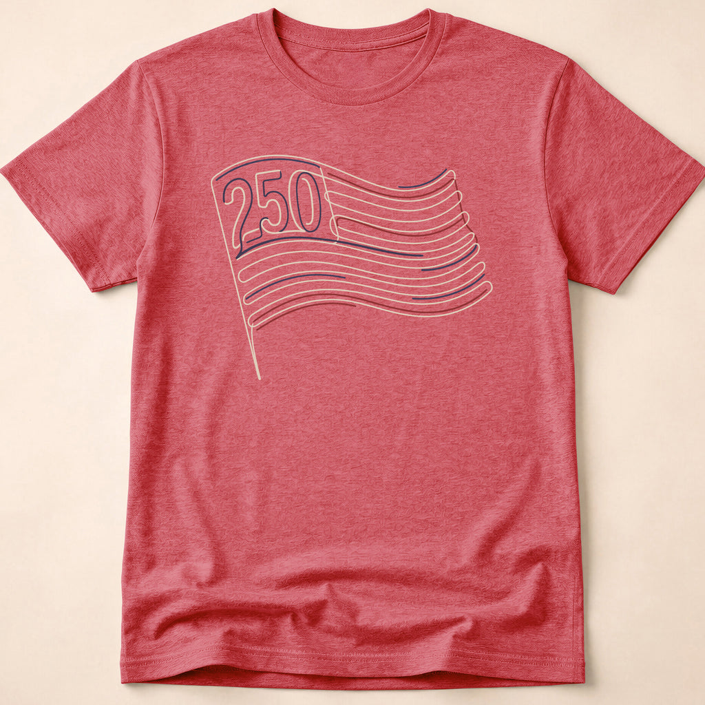 America 250 Minimalist Line Art Flag T-Shirt