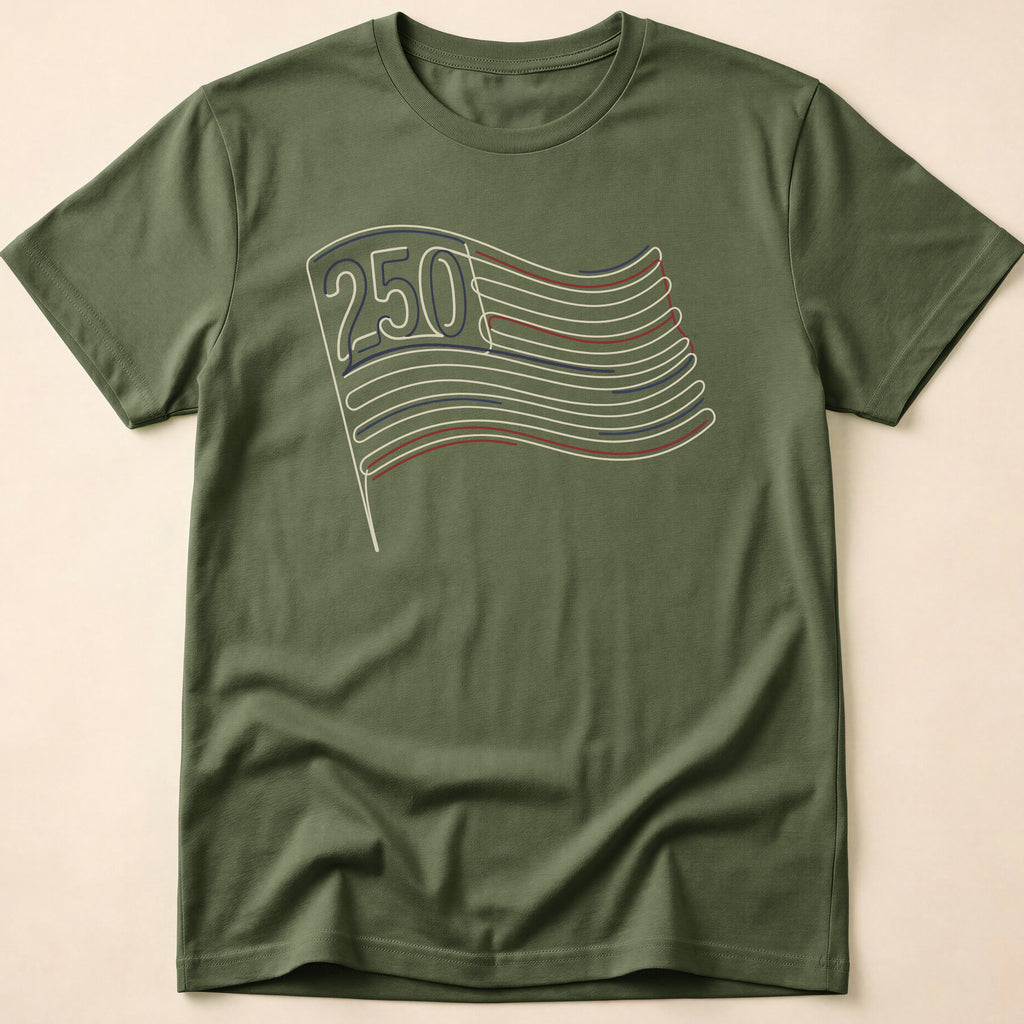 America 250 Minimalist Line Art Flag T-Shirt