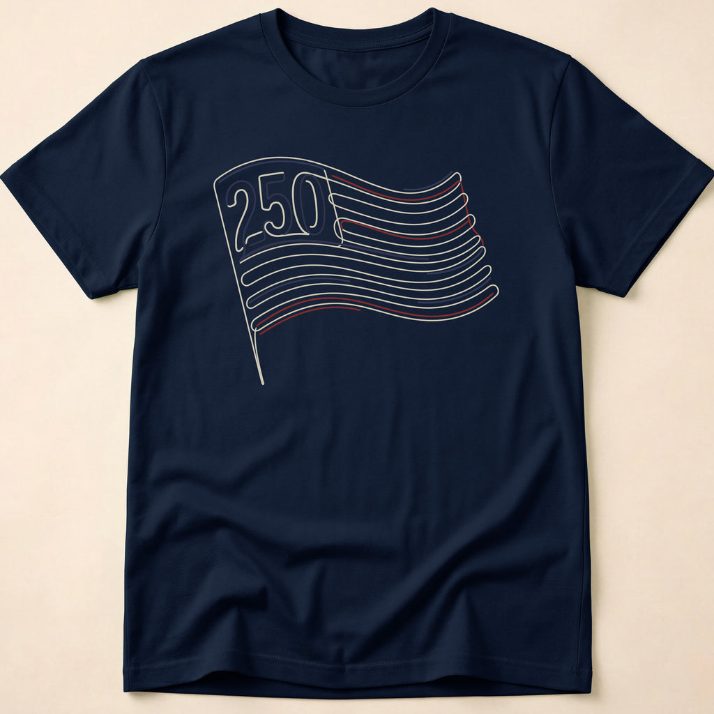 America 250 Minimalist Line Art Flag T-Shirt