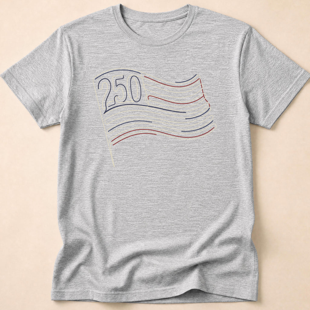 America 250 Minimalist Line Art Flag T-Shirt