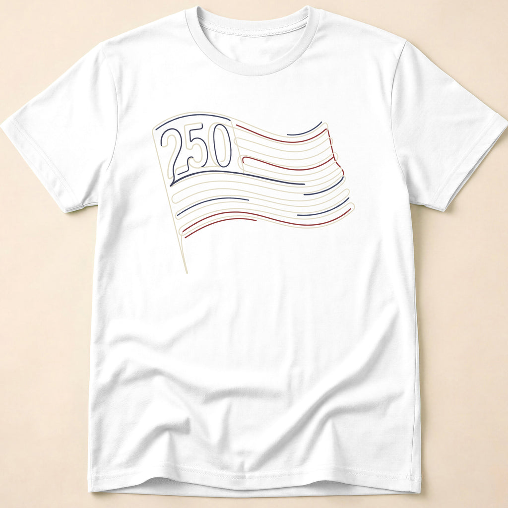 America 250 Minimalist Line Art Flag T-Shirt