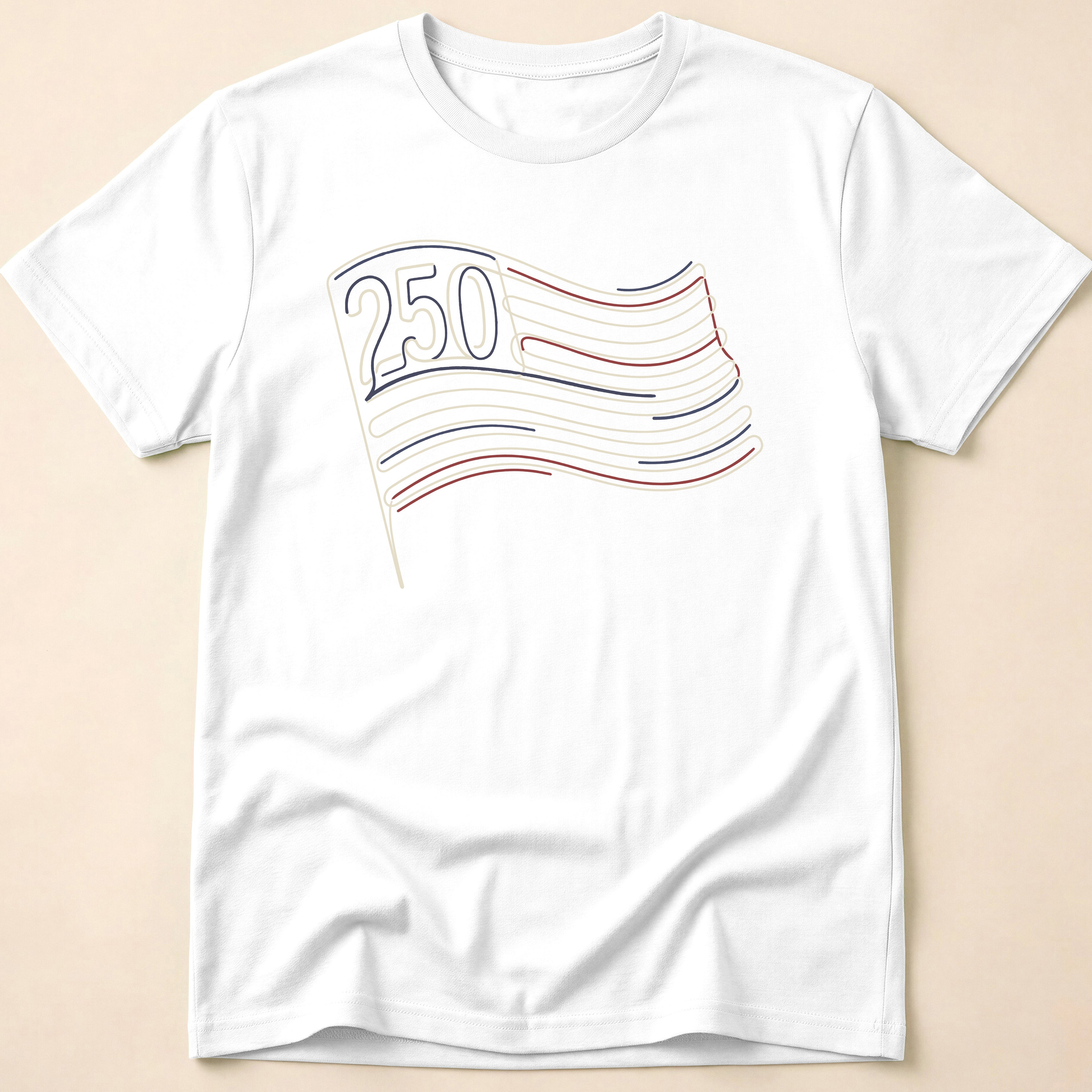 America 250 Minimalist Line Art Flag T-Shirt