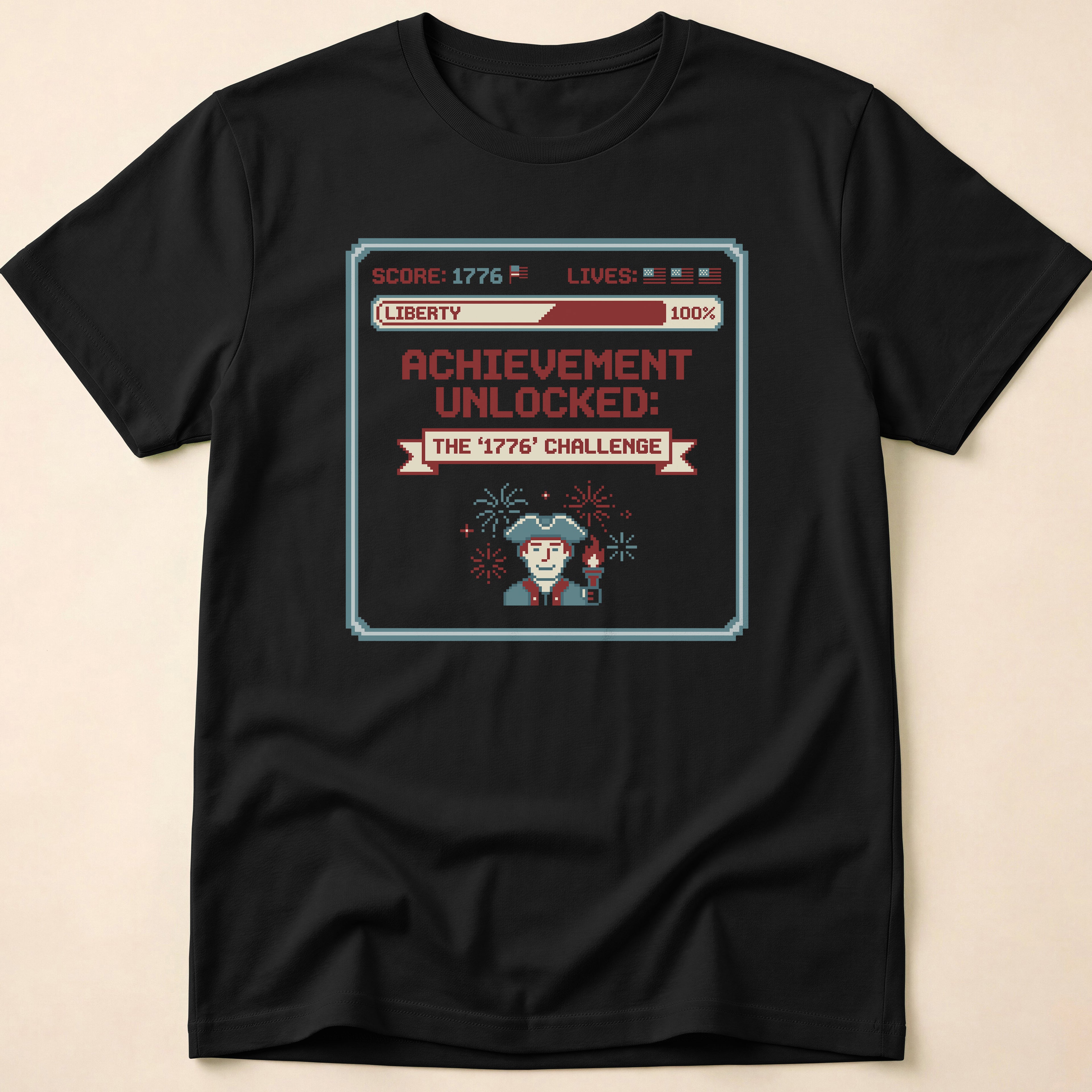 8-Bit Gamer Achievement Unlocked 1776 T-Shirt