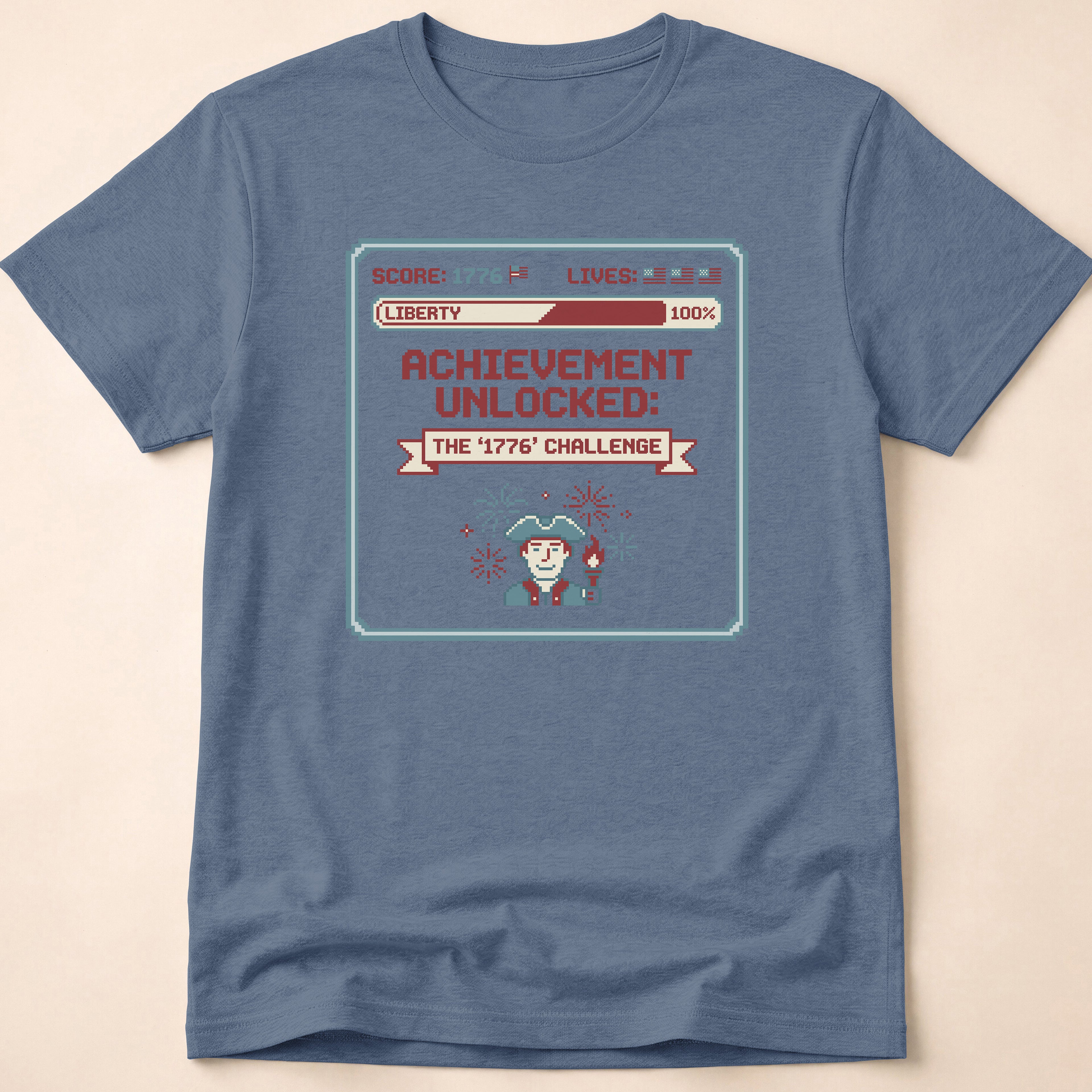 8-Bit Gamer Achievement Unlocked 1776 T-Shirt