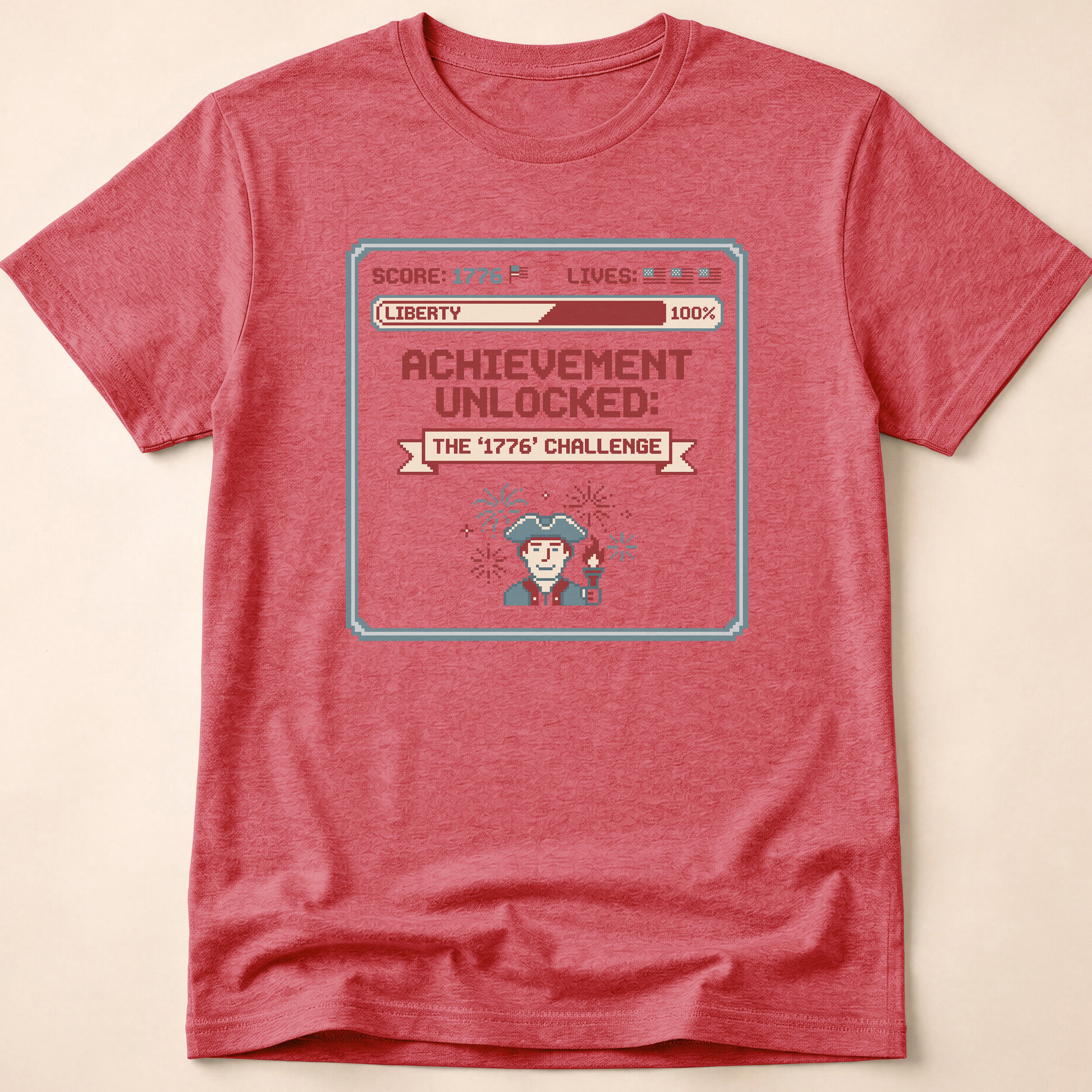 8-Bit Gamer Achievement Unlocked 1776 T-Shirt