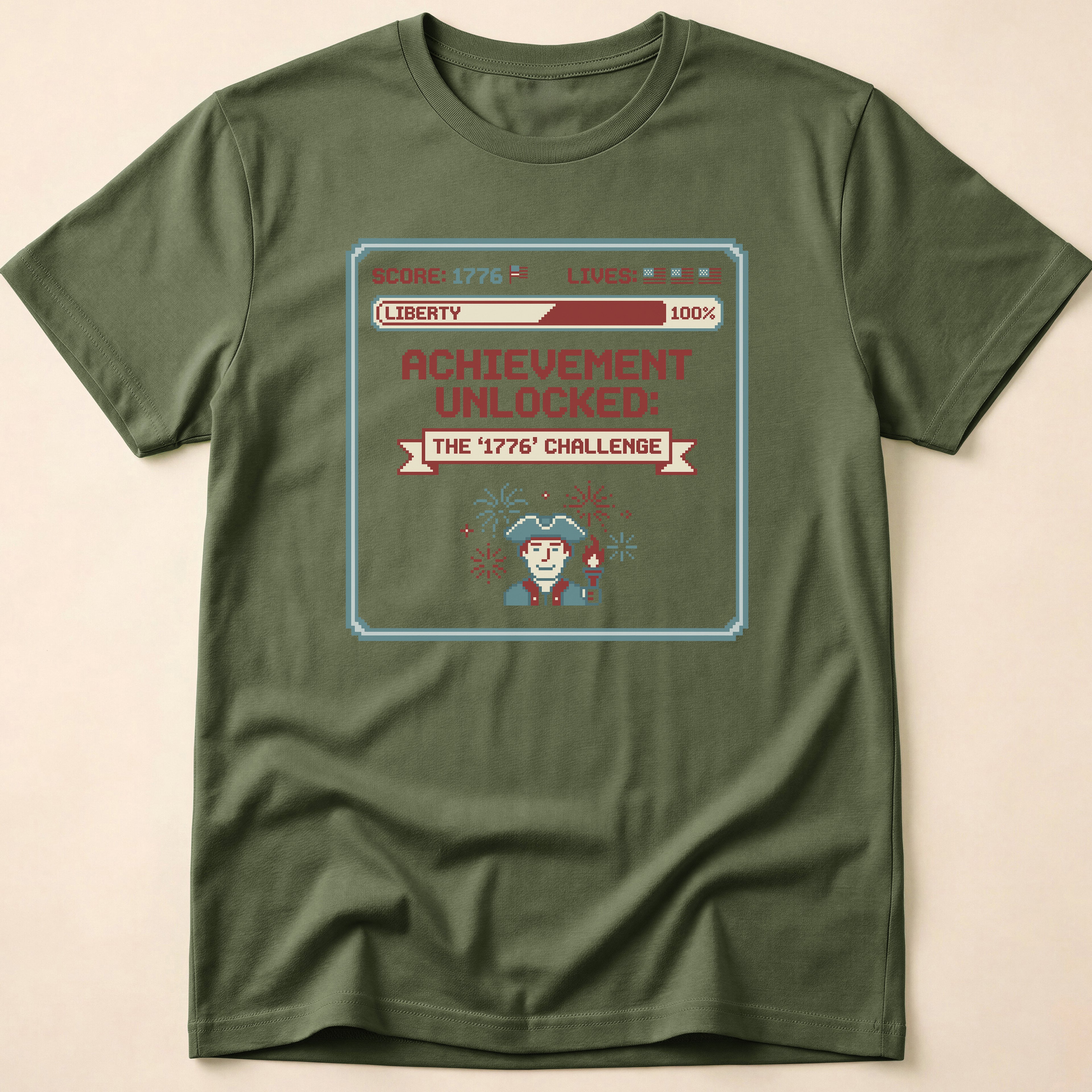 8-Bit Gamer Achievement Unlocked 1776 T-Shirt
