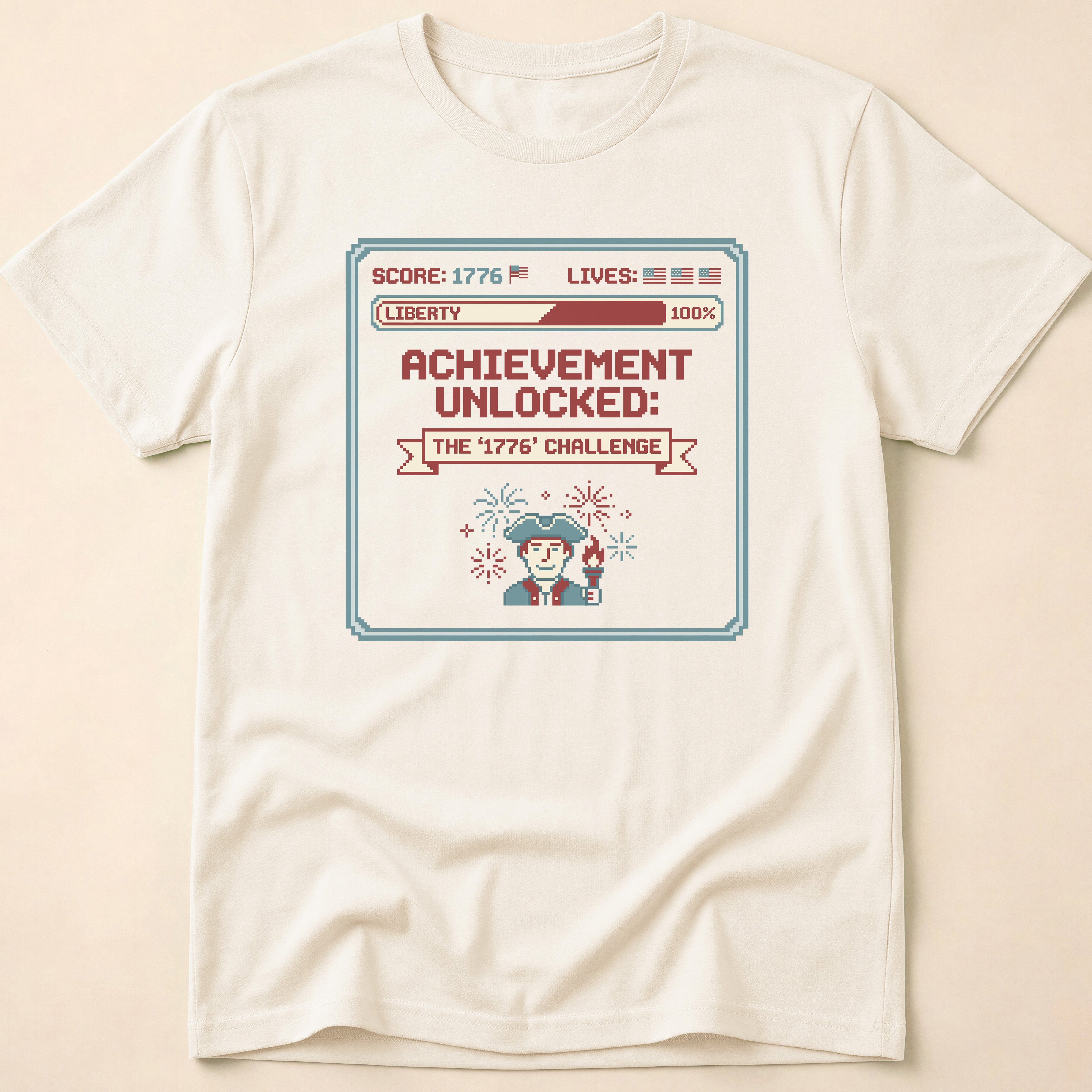 8-Bit Gamer Achievement Unlocked 1776 T-Shirt