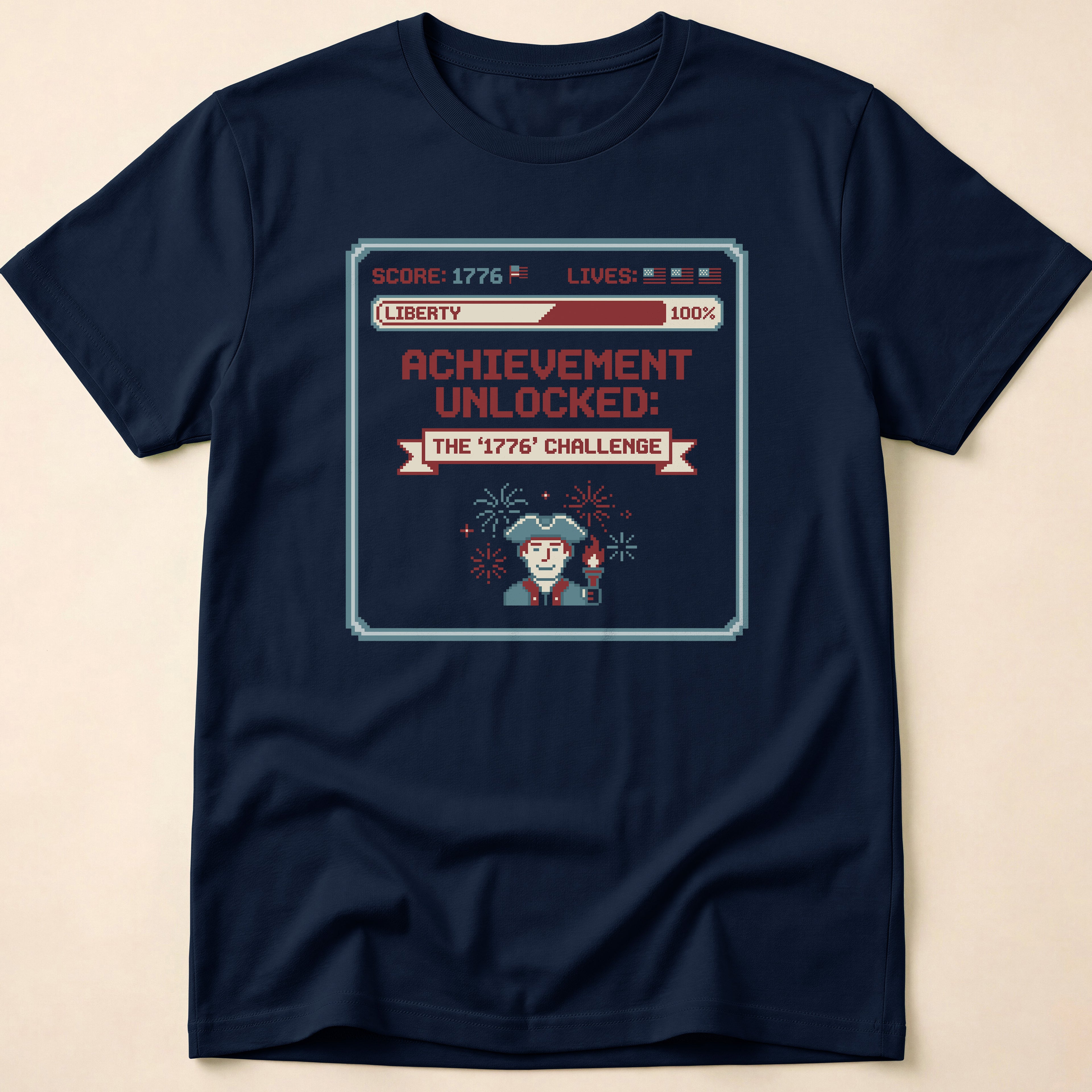 8-Bit Gamer Achievement Unlocked 1776 T-Shirt
