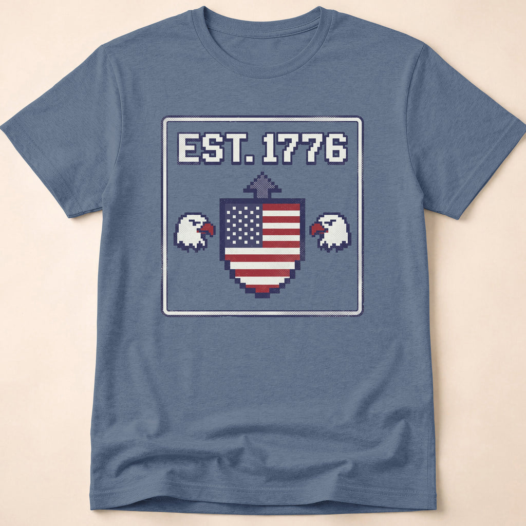 8-Bit Retro Eagle Shield 1776 T-Shirt