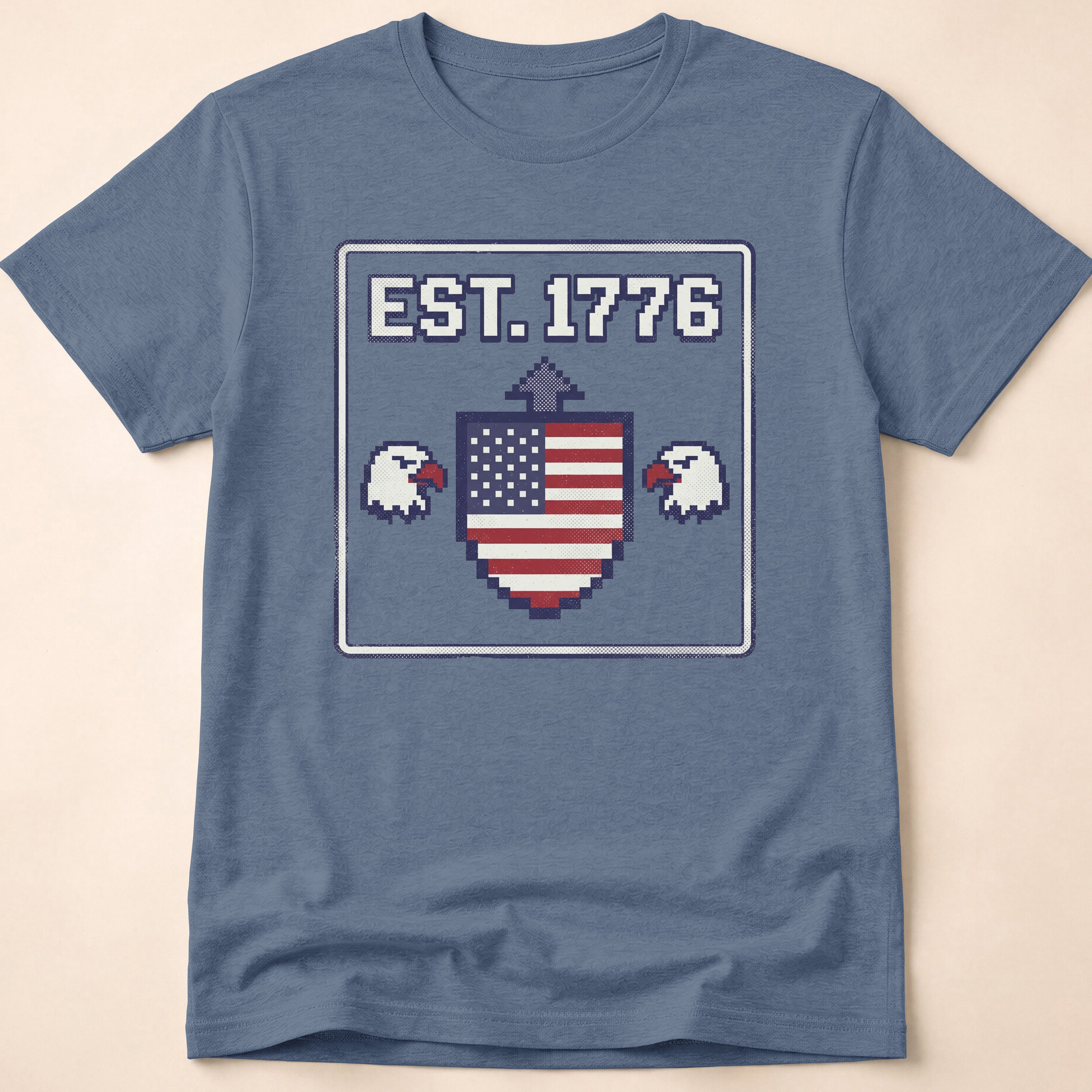 8-Bit Retro Eagle Shield 1776 T-Shirt