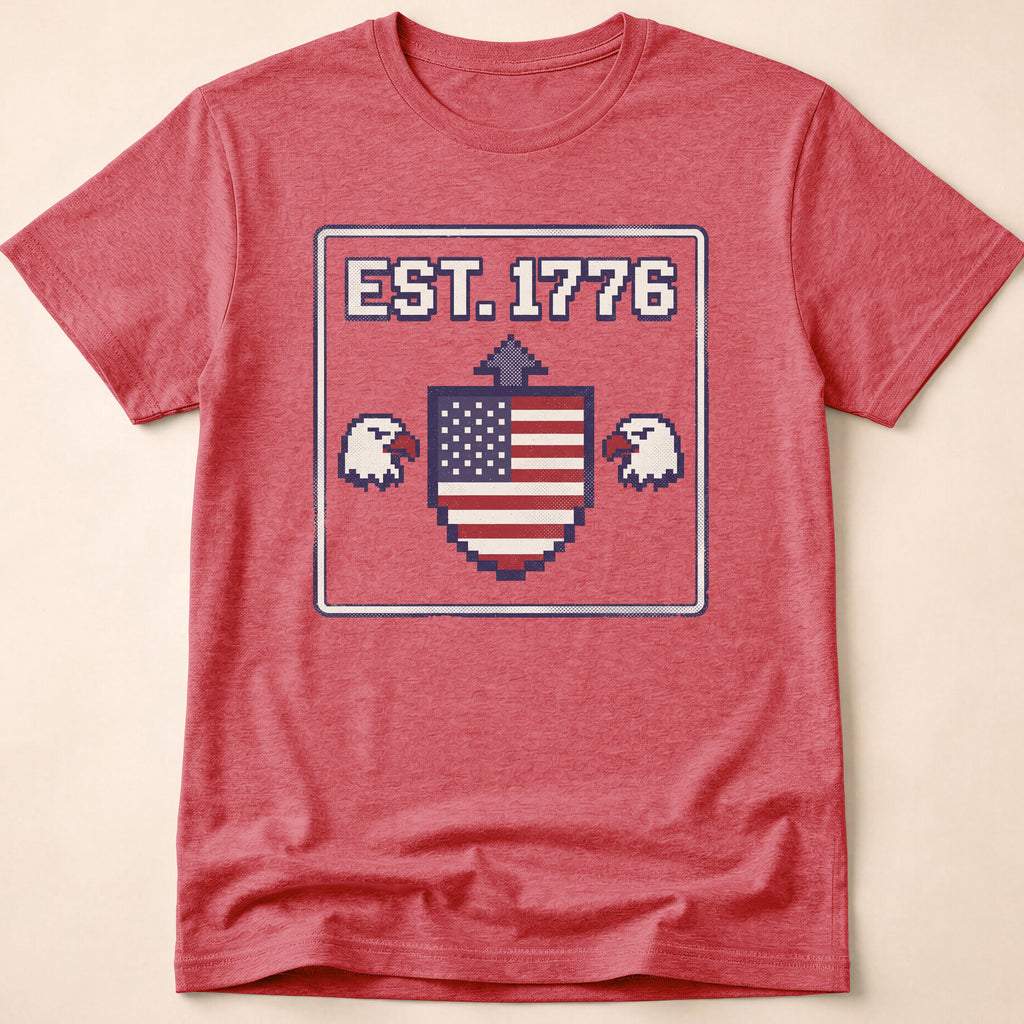 8-Bit Retro Eagle Shield 1776 T-Shirt