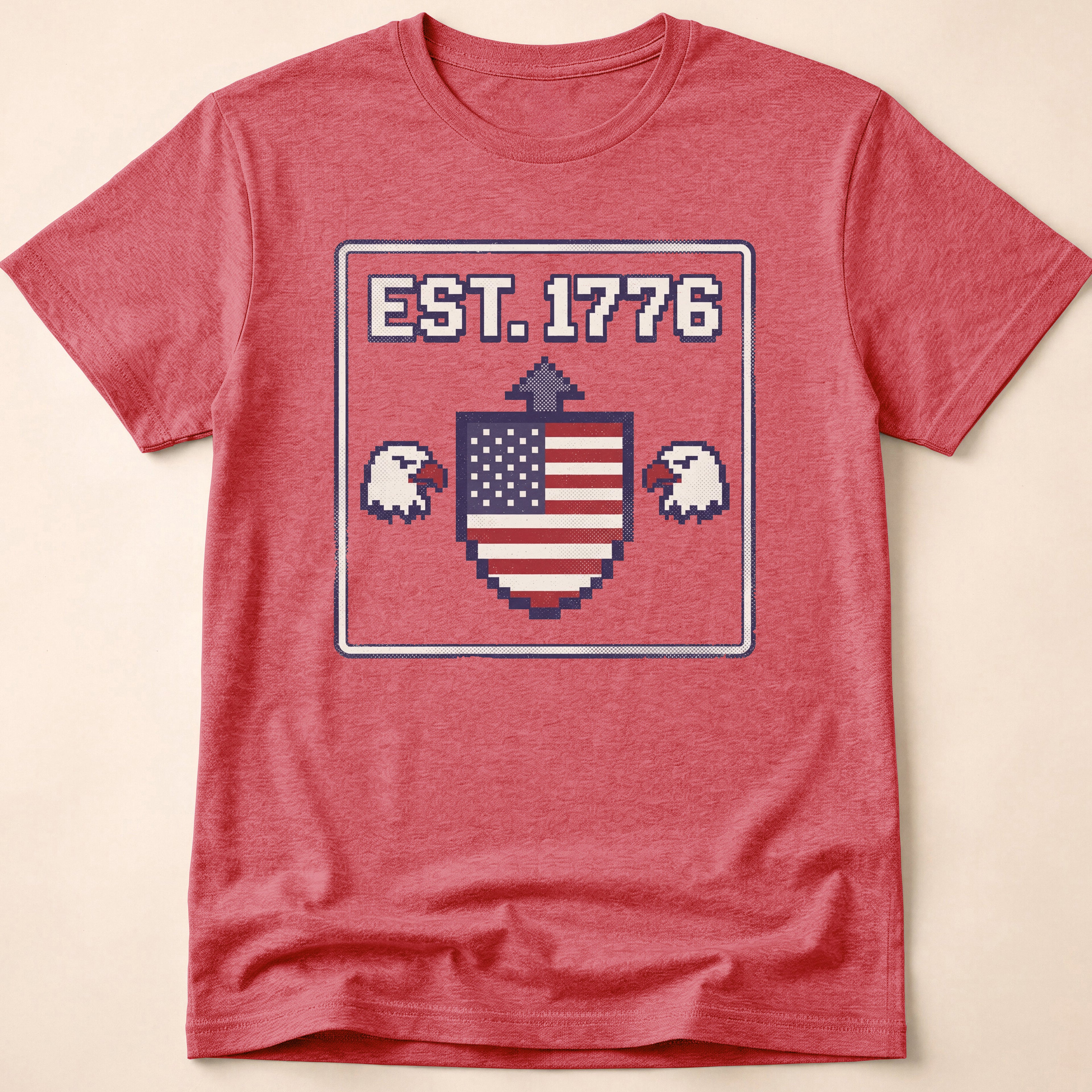 8-Bit Retro Eagle Shield 1776 T-Shirt