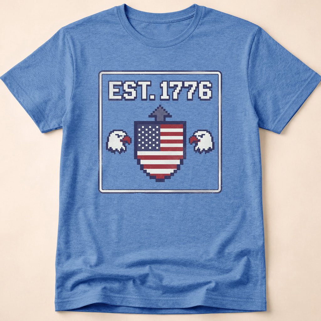 8-Bit Retro Eagle Shield 1776 T-Shirt