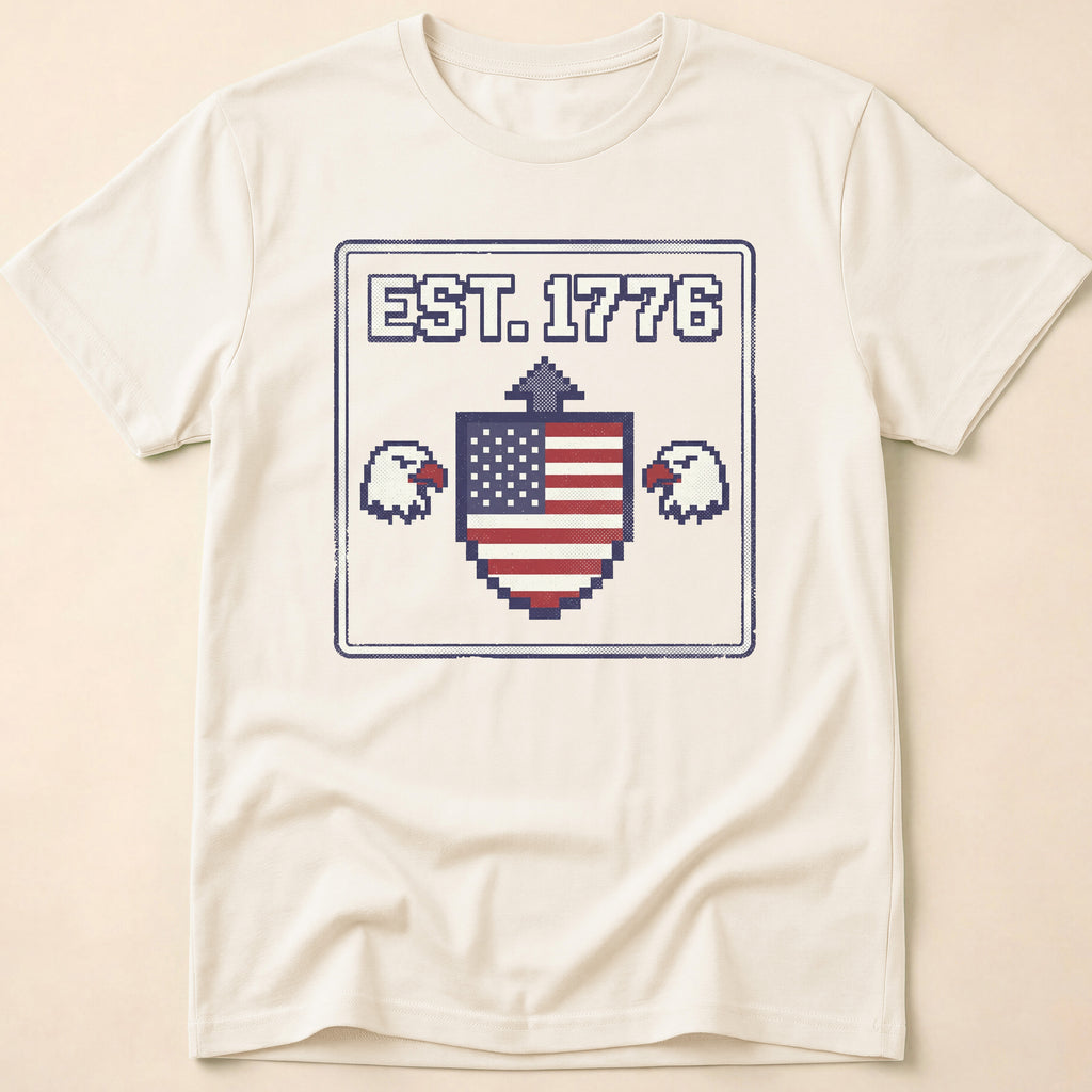 8-Bit Retro Eagle Shield 1776 T-Shirt