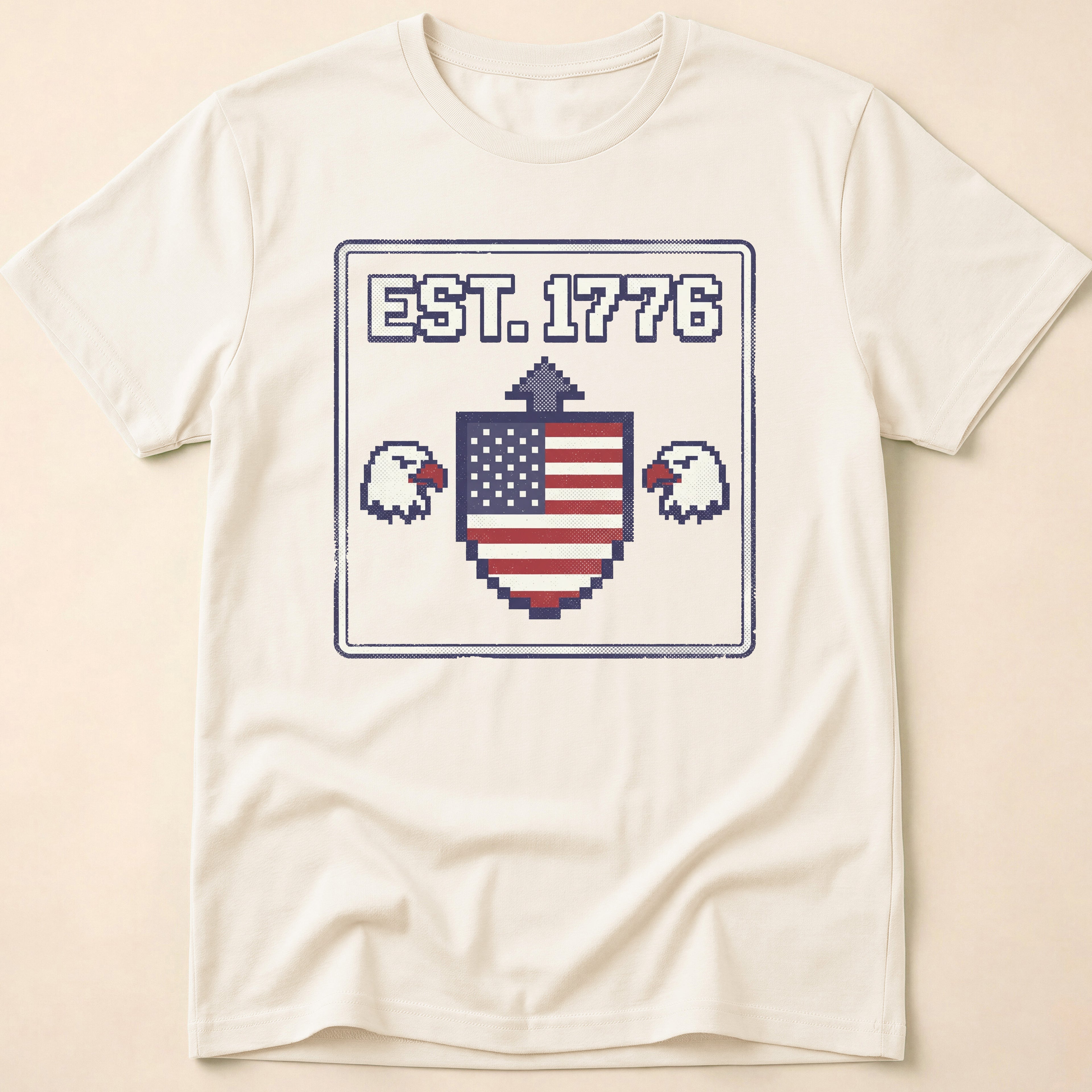 8-Bit Retro Eagle Shield 1776 T-Shirt