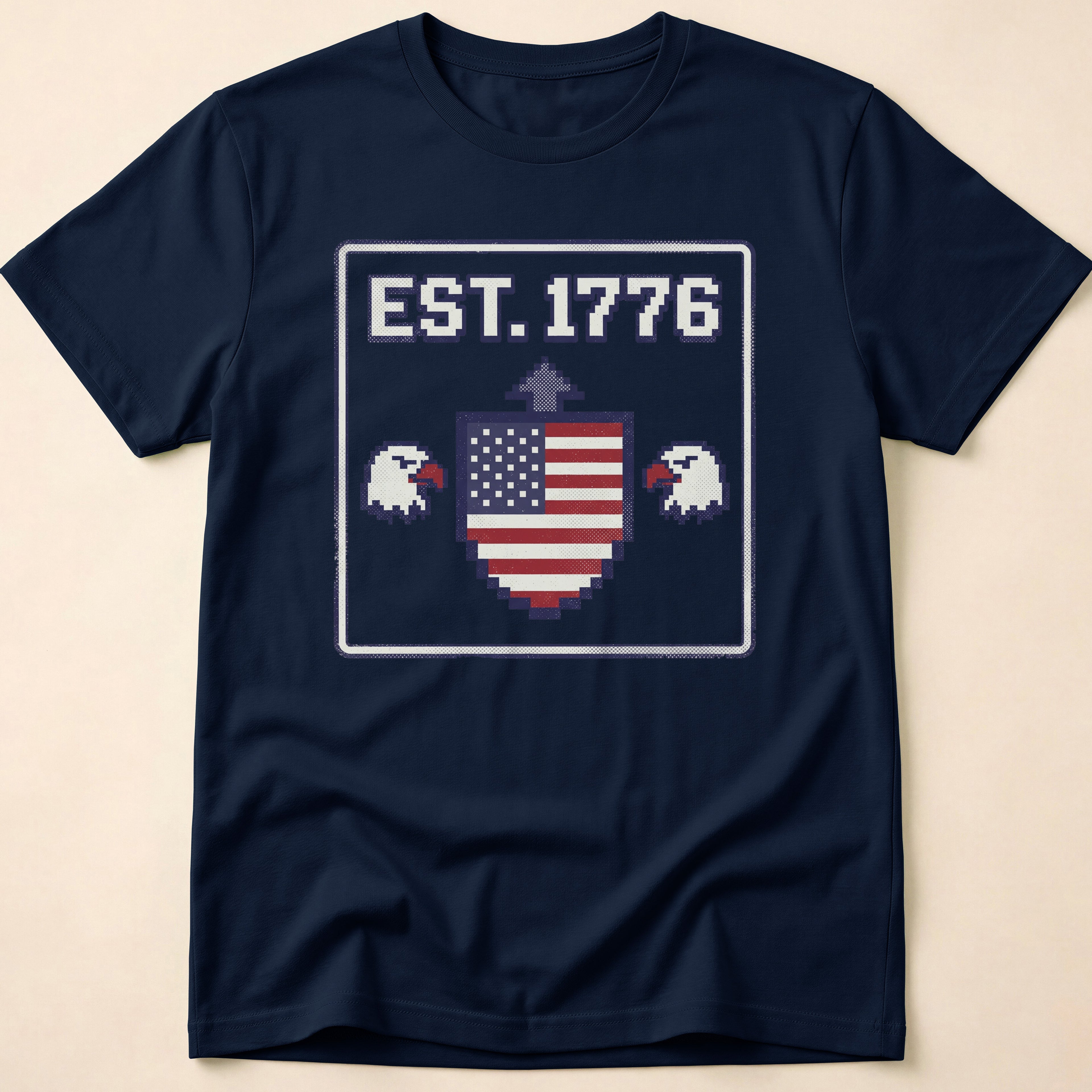 8-Bit Retro Eagle Shield 1776 T-Shirt