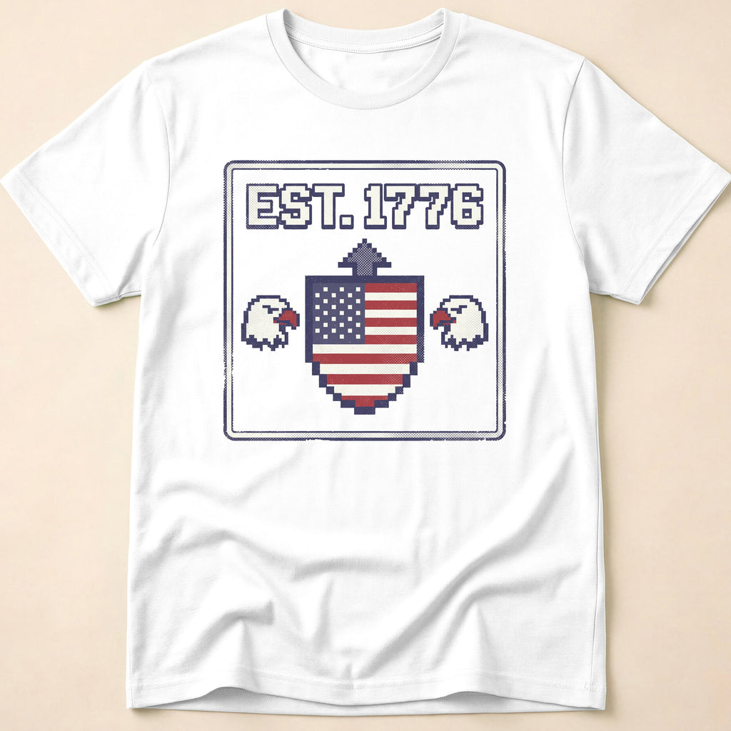 8-Bit Retro Eagle Shield 1776 T-Shirt