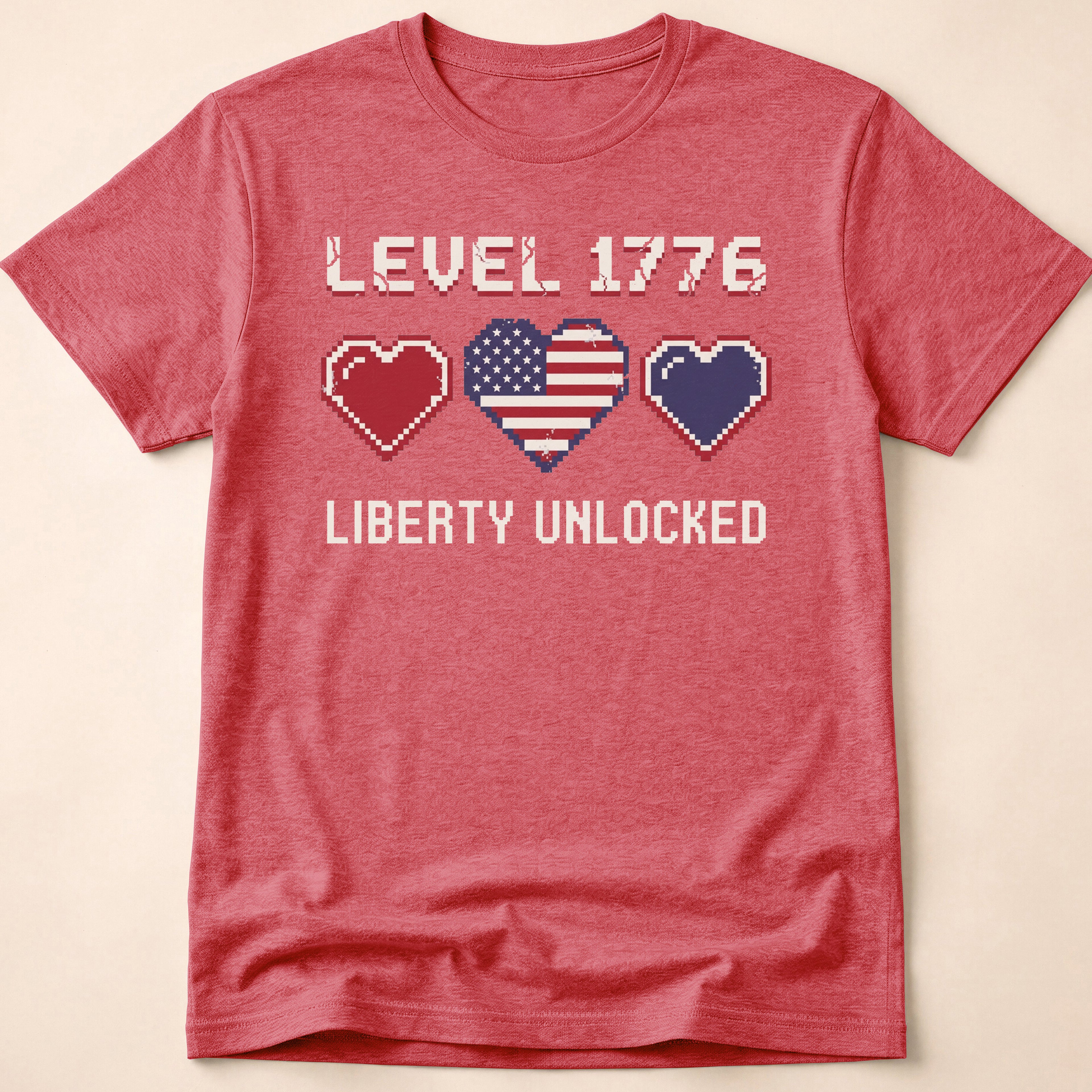 8-Bit Gamer Level 1776 Liberty Unlocked T-Shirt