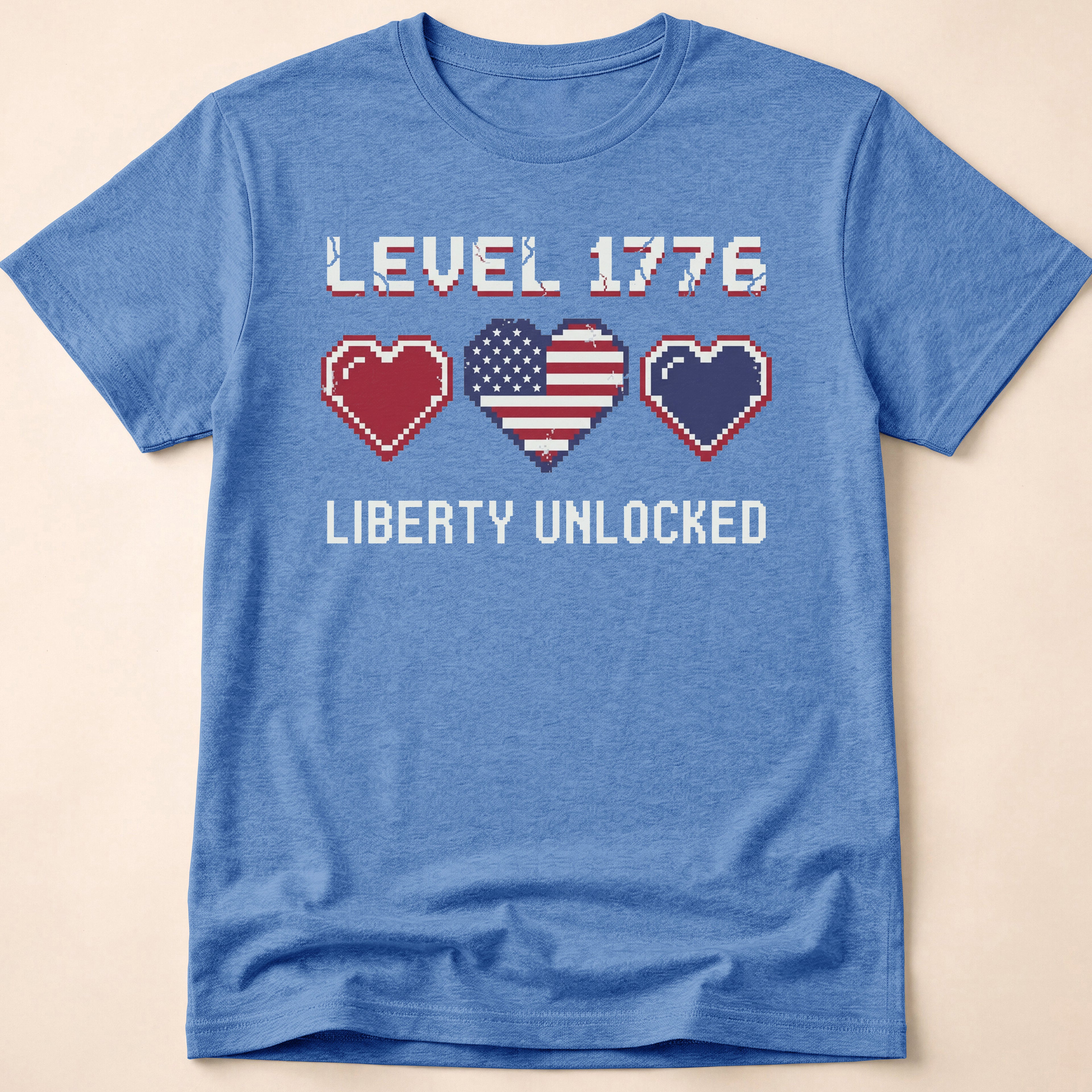 8-Bit Gamer Level 1776 Liberty Unlocked T-Shirt