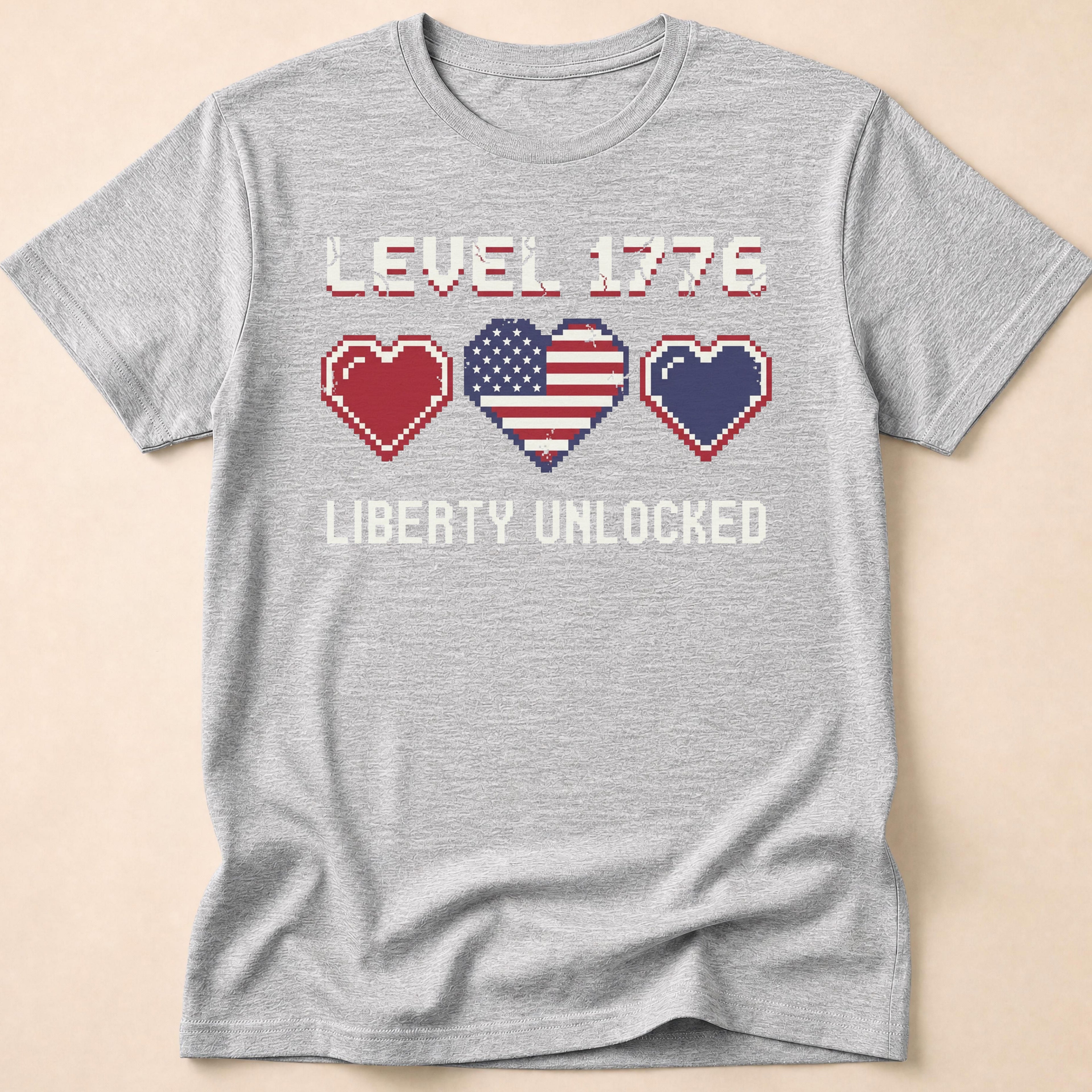 8-Bit Gamer Level 1776 Liberty Unlocked T-Shirt