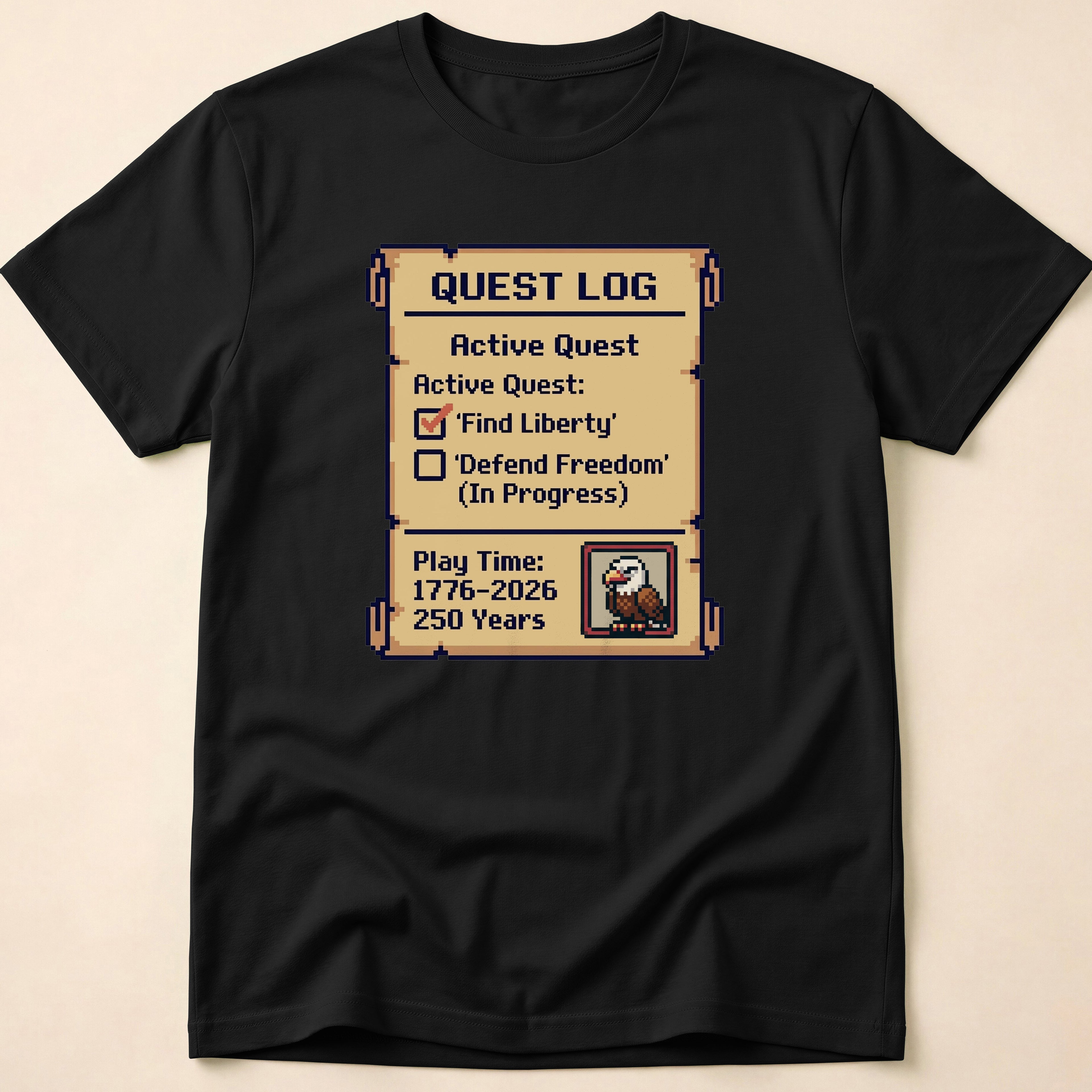 8-Bit Gamer America 250 Quest Log T-Shirt