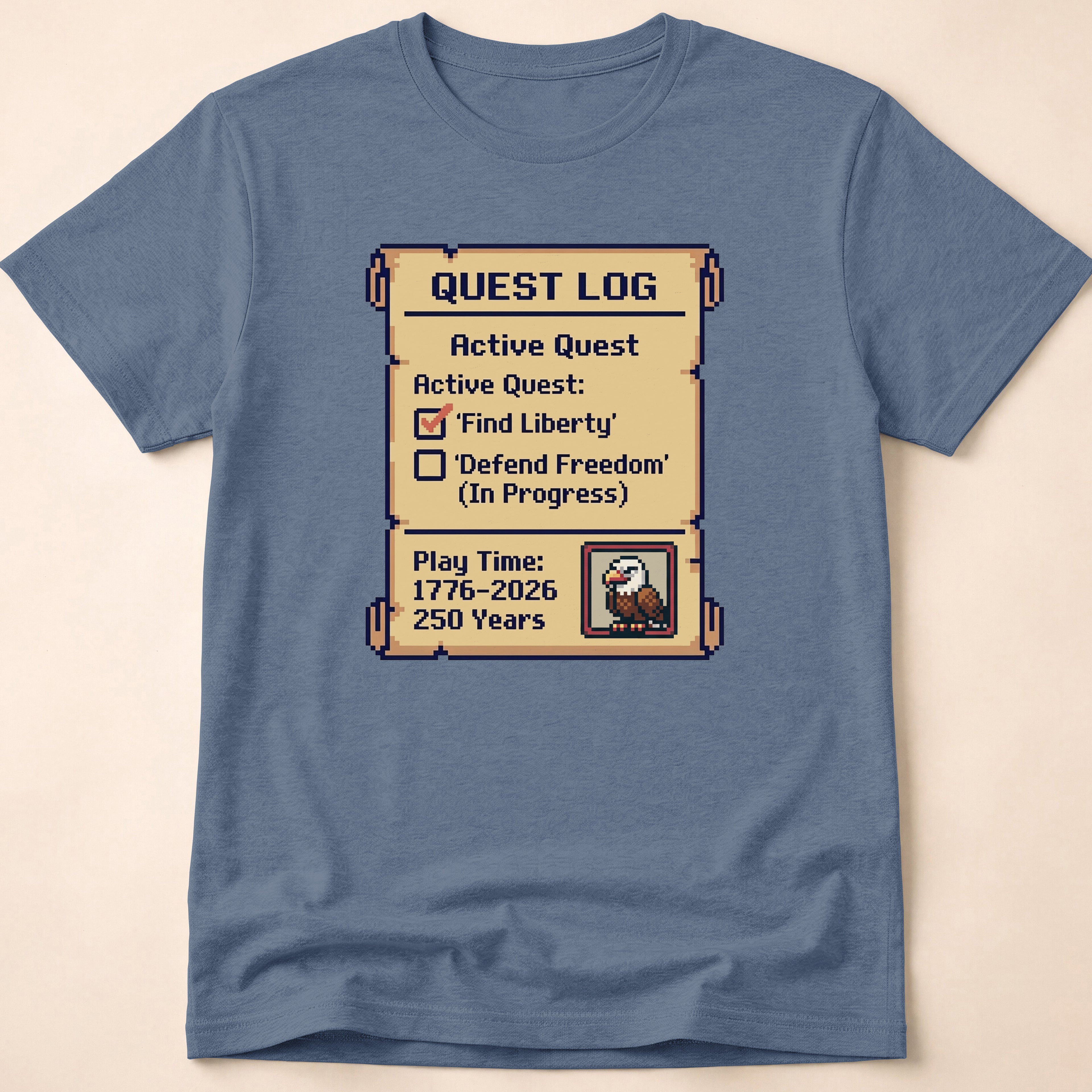8-Bit Gamer America 250 Quest Log T-Shirt