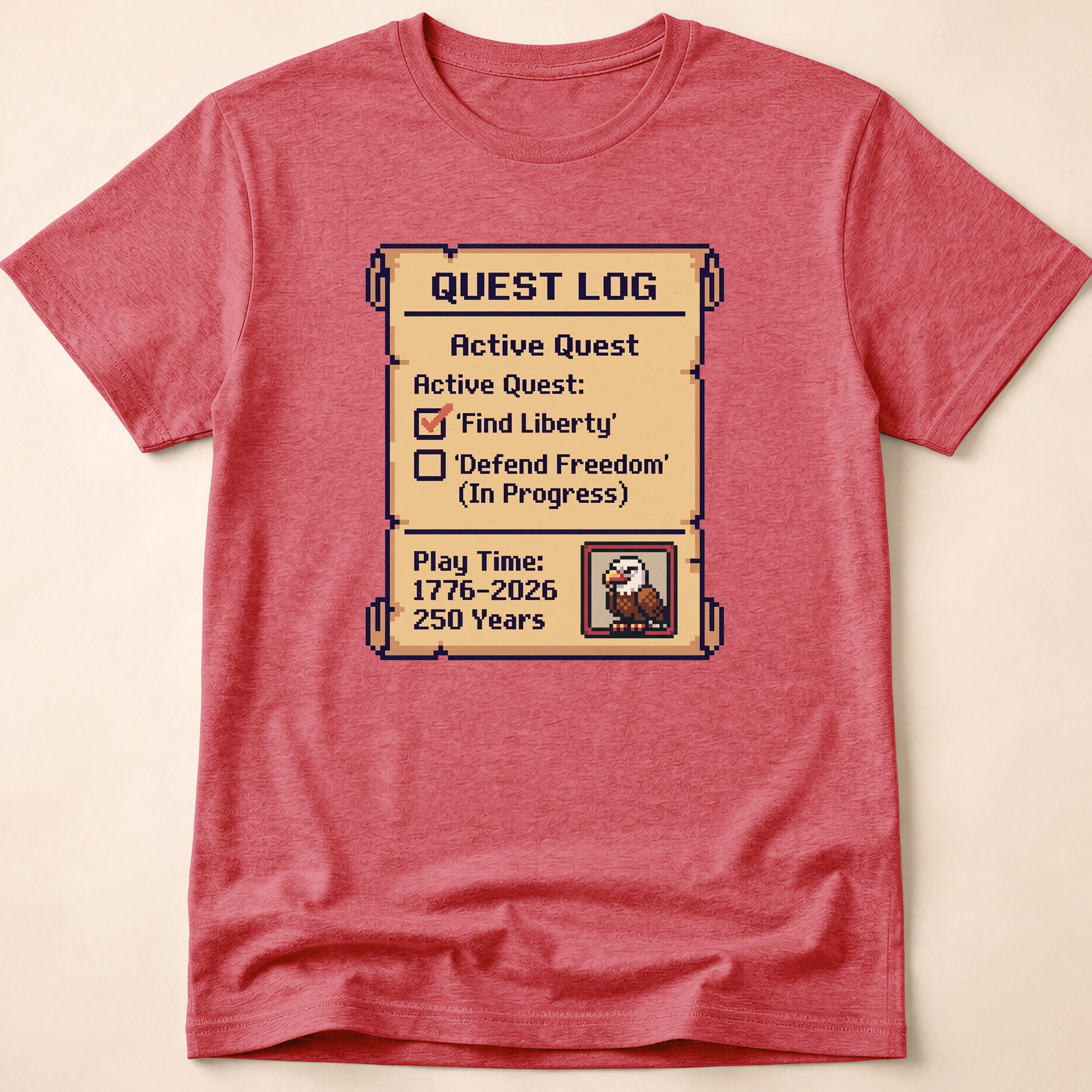 8-Bit Gamer America 250 Quest Log T-Shirt