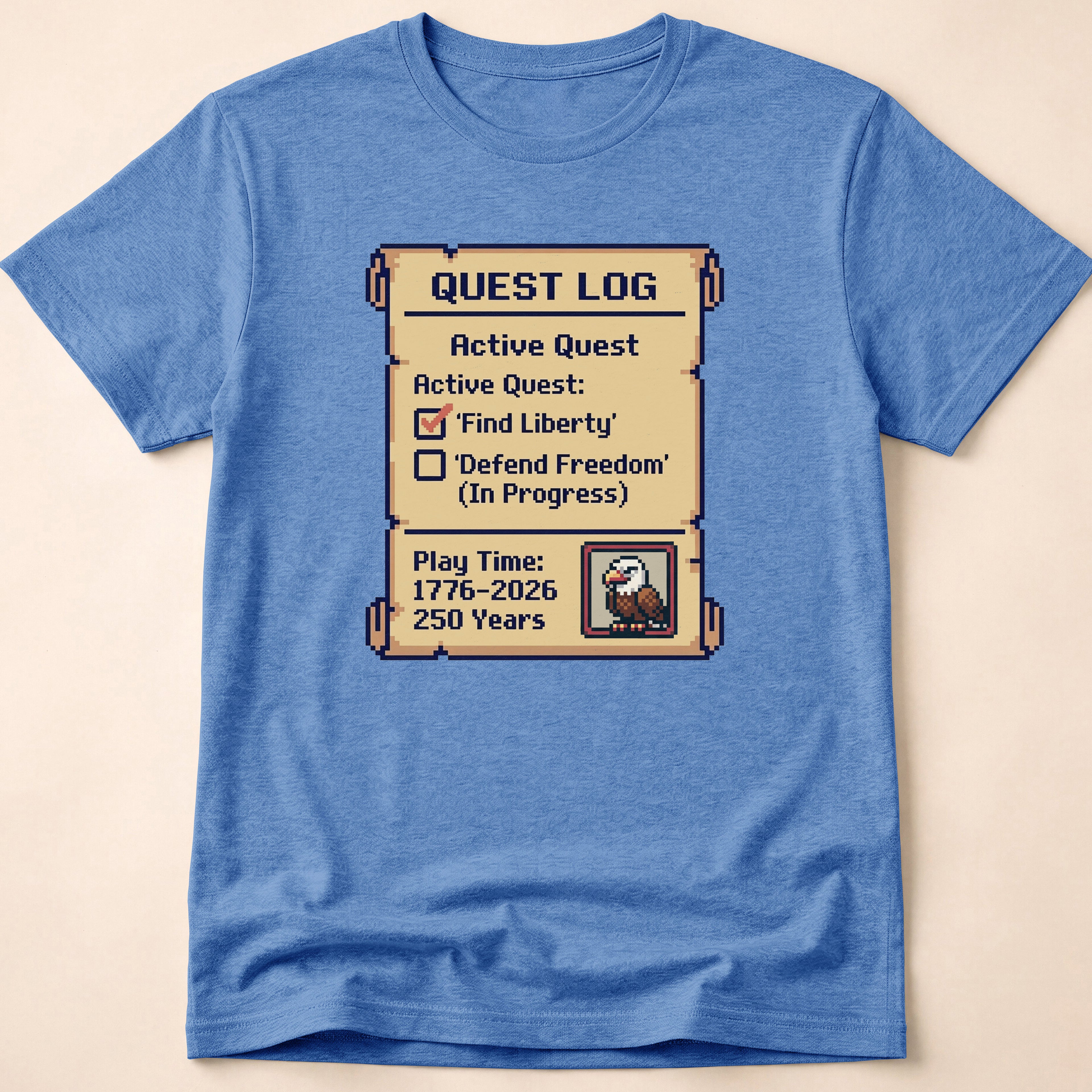 8-Bit Gamer America 250 Quest Log T-Shirt