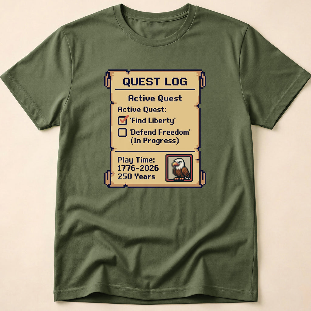8-Bit Gamer America 250 Quest Log T-Shirt