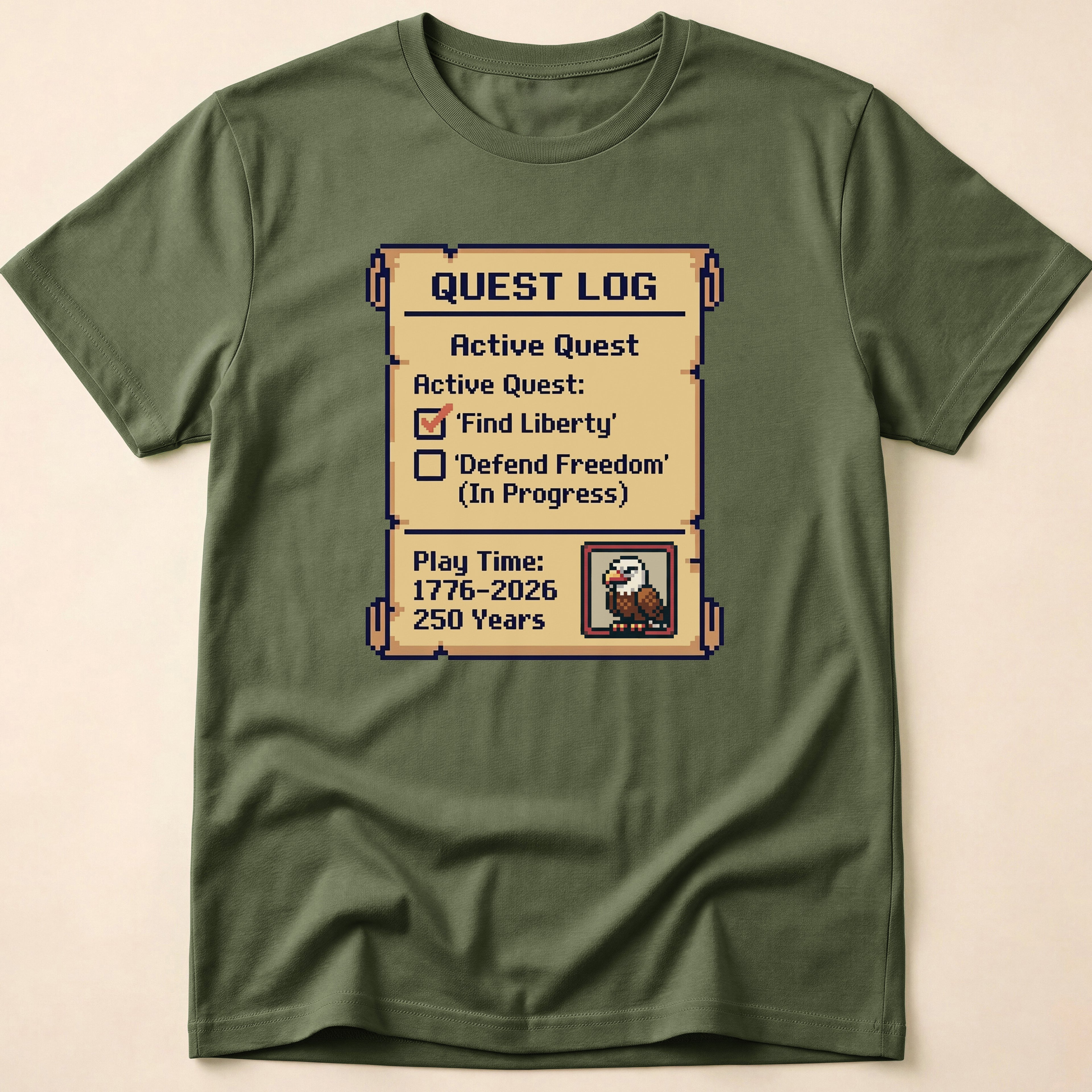 8-Bit Gamer America 250 Quest Log T-Shirt