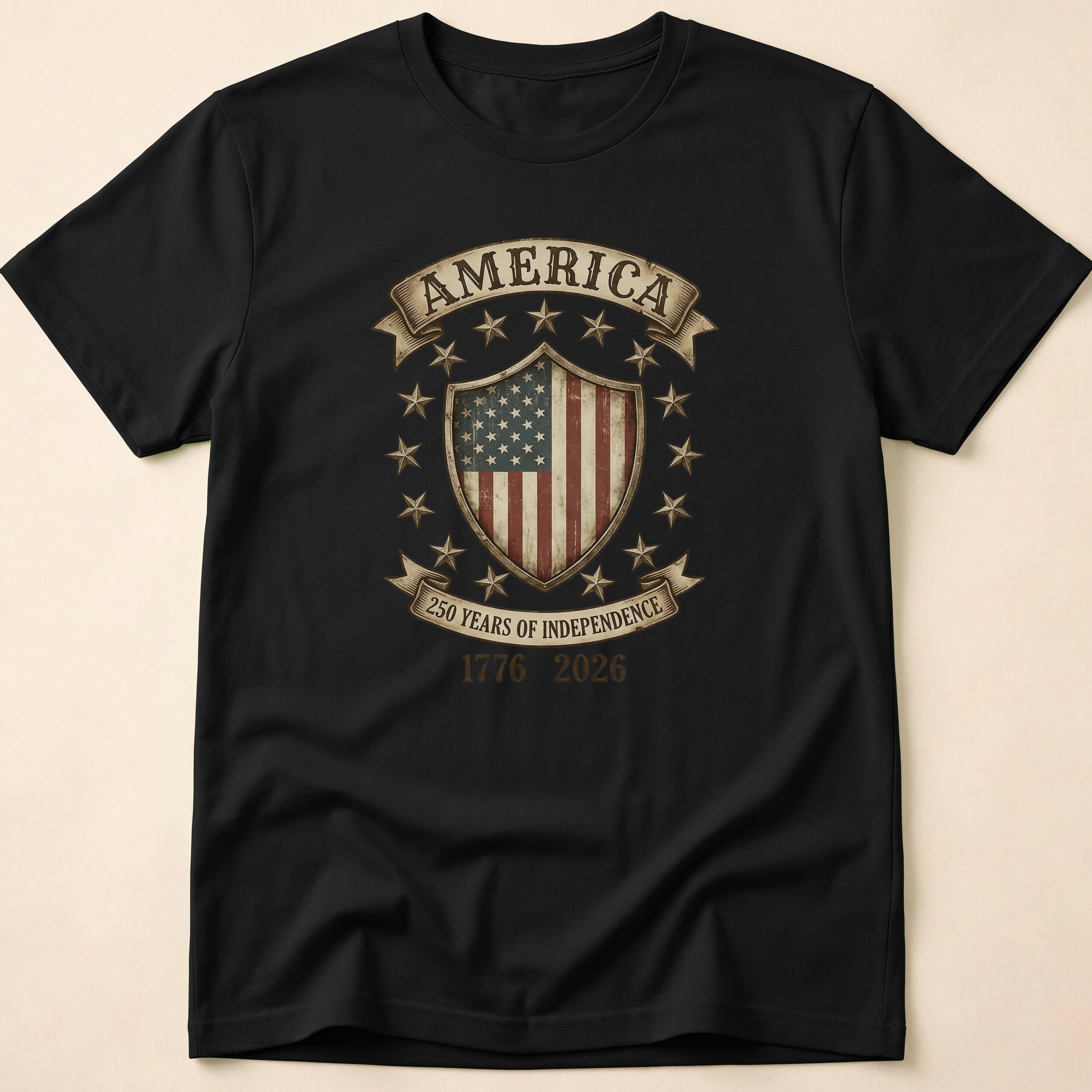 America 250 Years Independence Vintage Shield T-Shirt