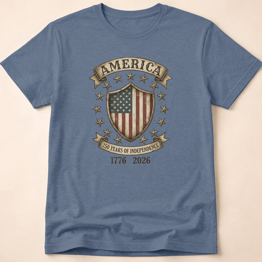 America 250 Years Independence Vintage Shield T-Shirt