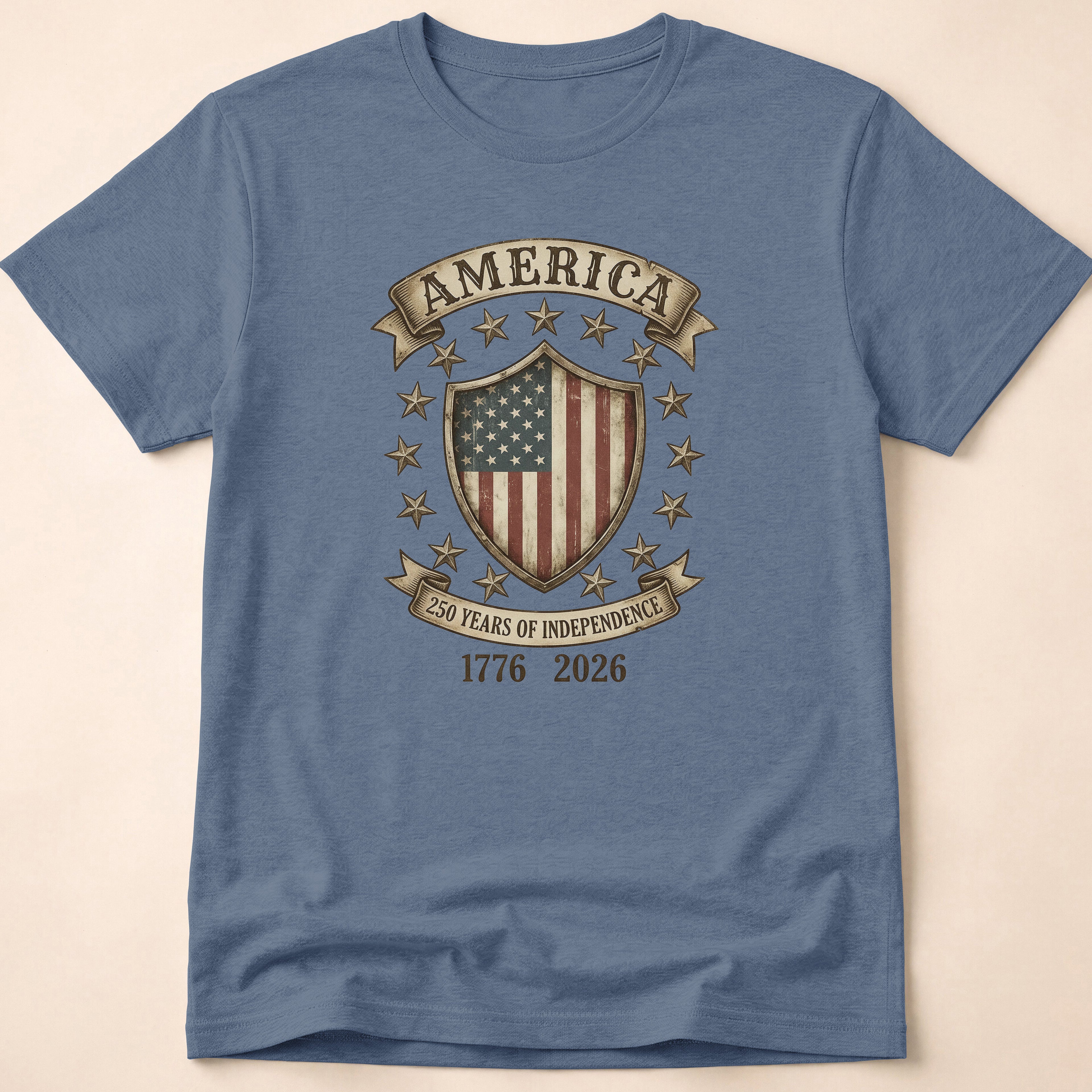 America 250 Years Independence Vintage Shield T-Shirt