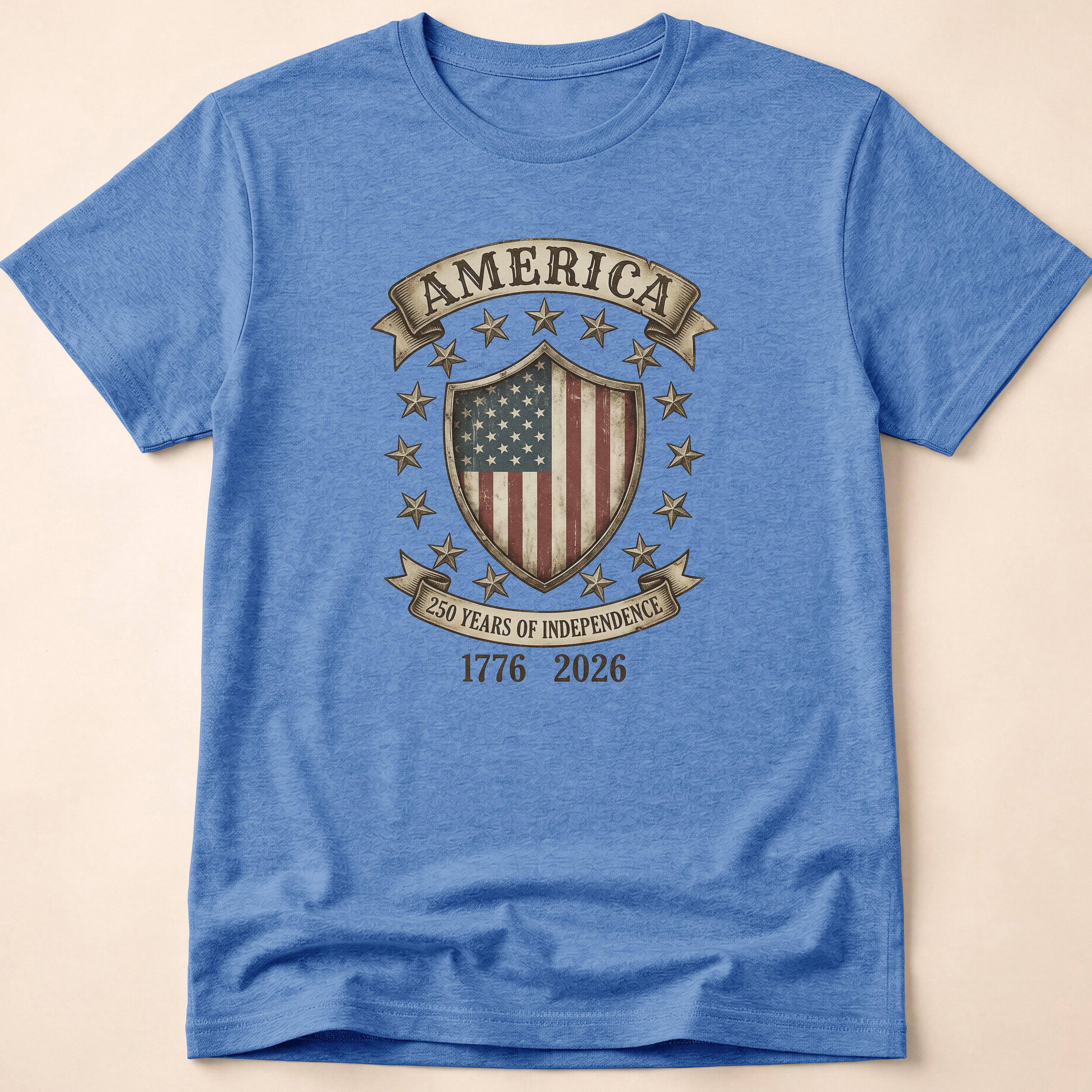 America 250 Years Independence Vintage Shield T-Shirt