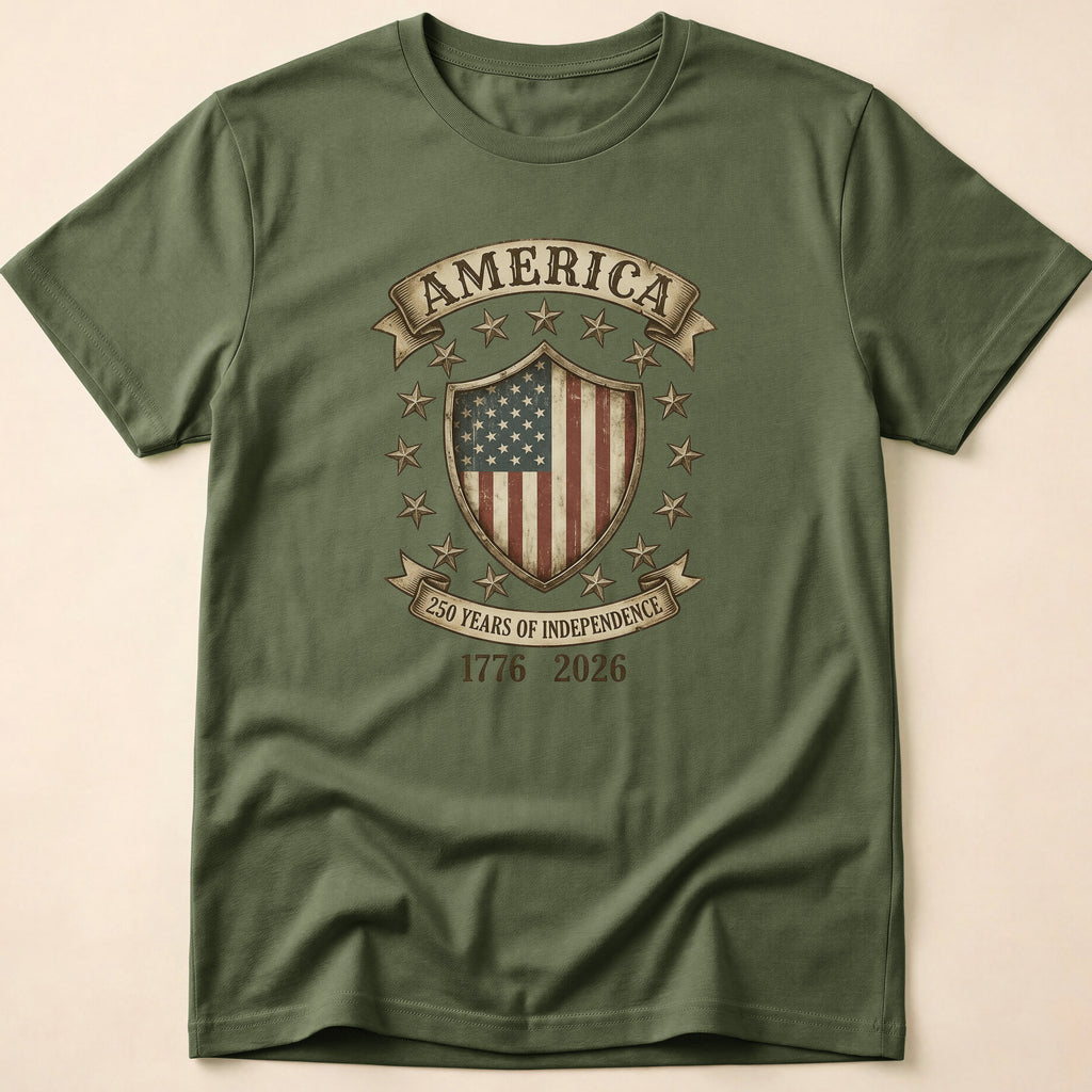 America 250 Years Independence Vintage Shield T-Shirt