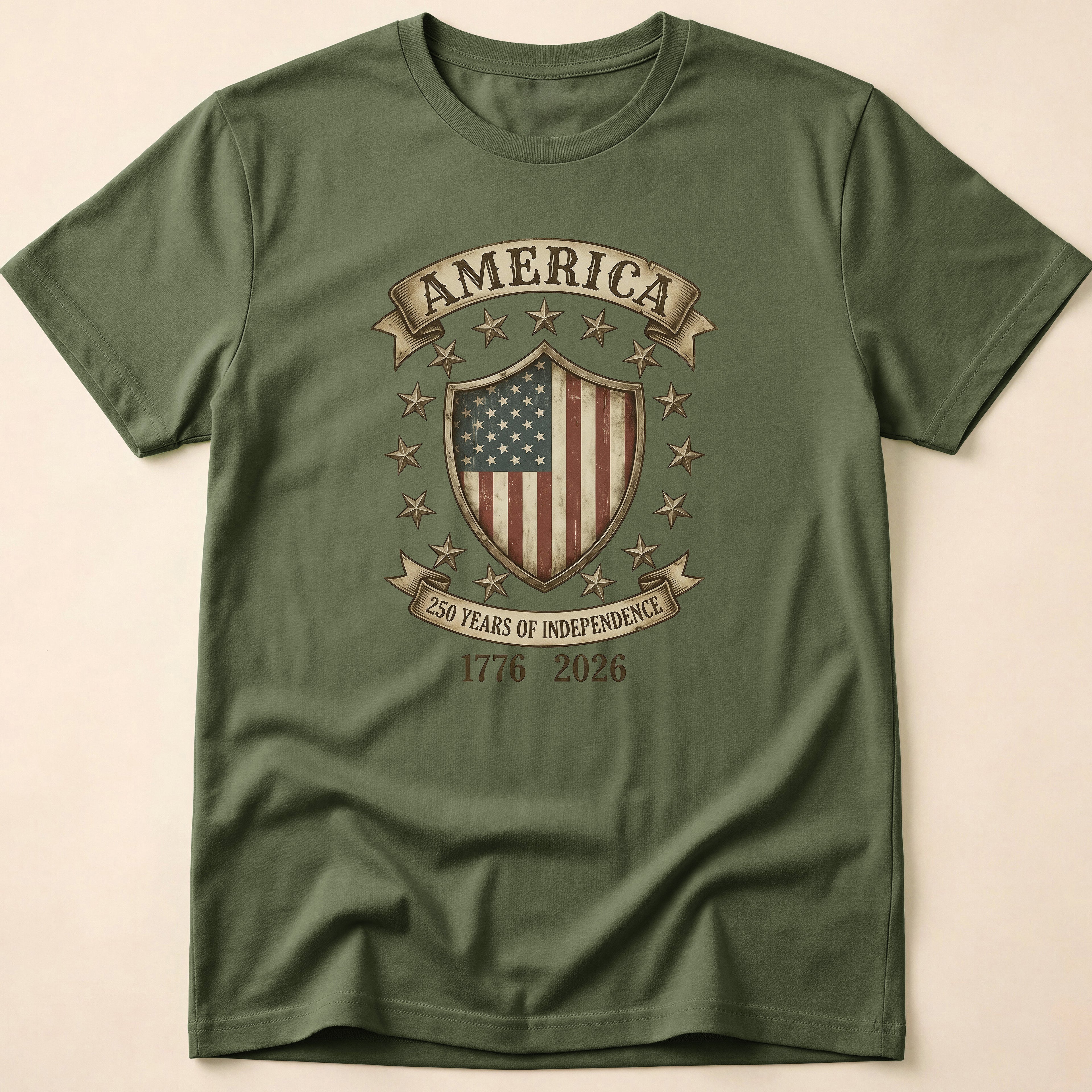 America 250 Years Independence Vintage Shield T-Shirt