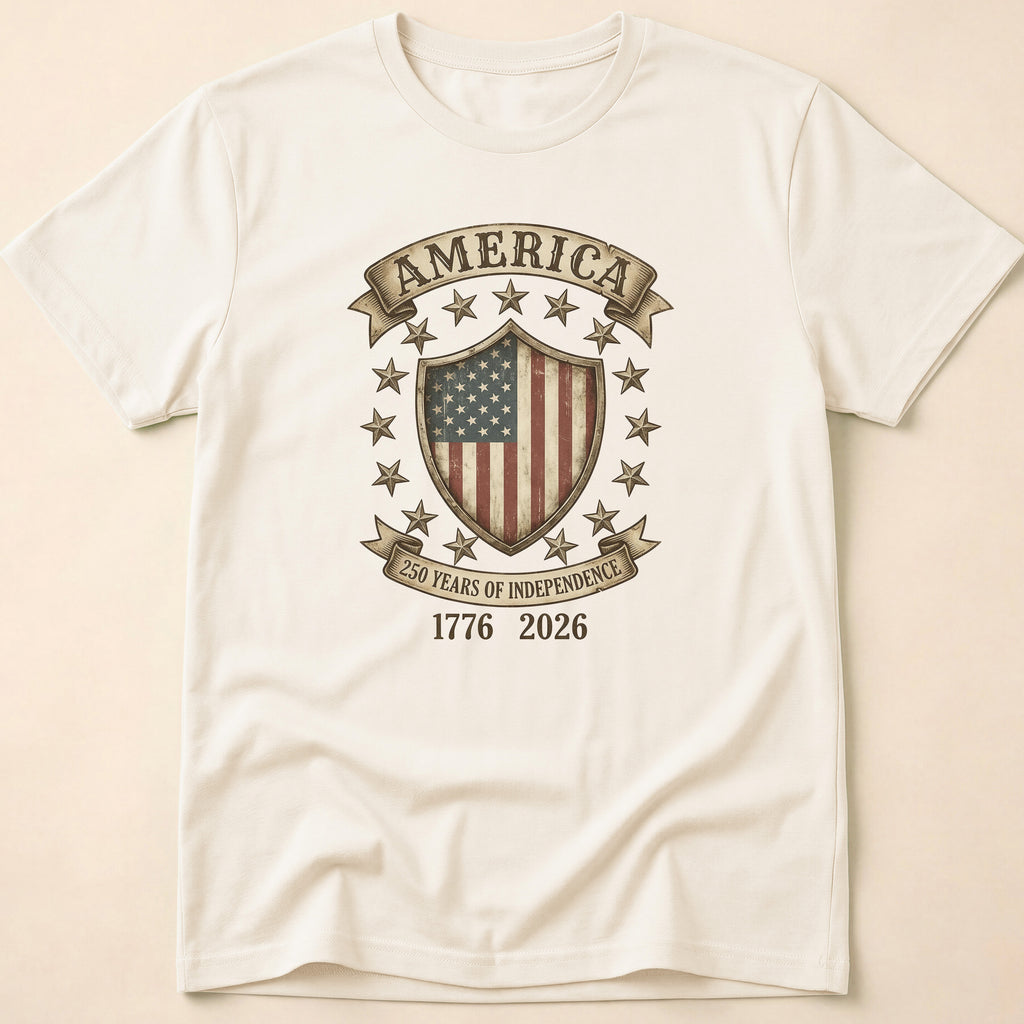 America 250 Years Independence Vintage Shield T-Shirt